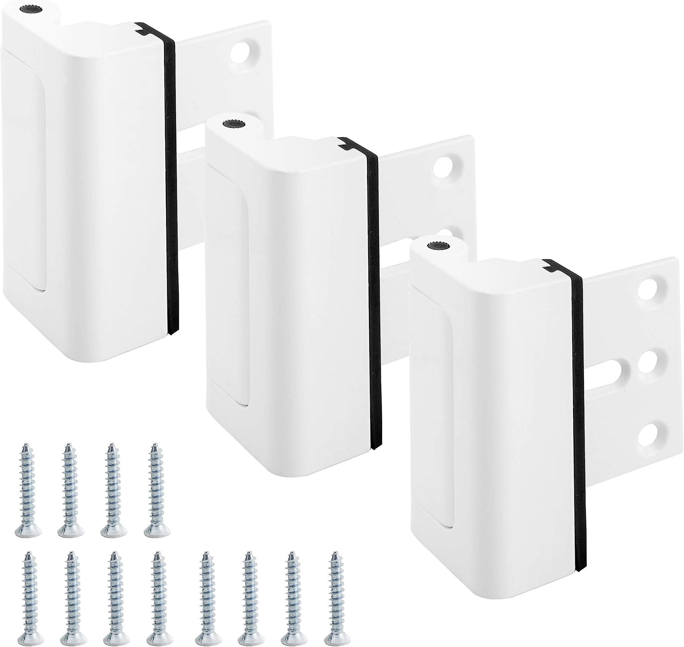 3 Pack Home Security Door Lock, 3" Door Reinforcement Lock White, Aluminium Alloy Childproof Home Security Door Lock with 12 Pcs Screws for Defend Home Safe