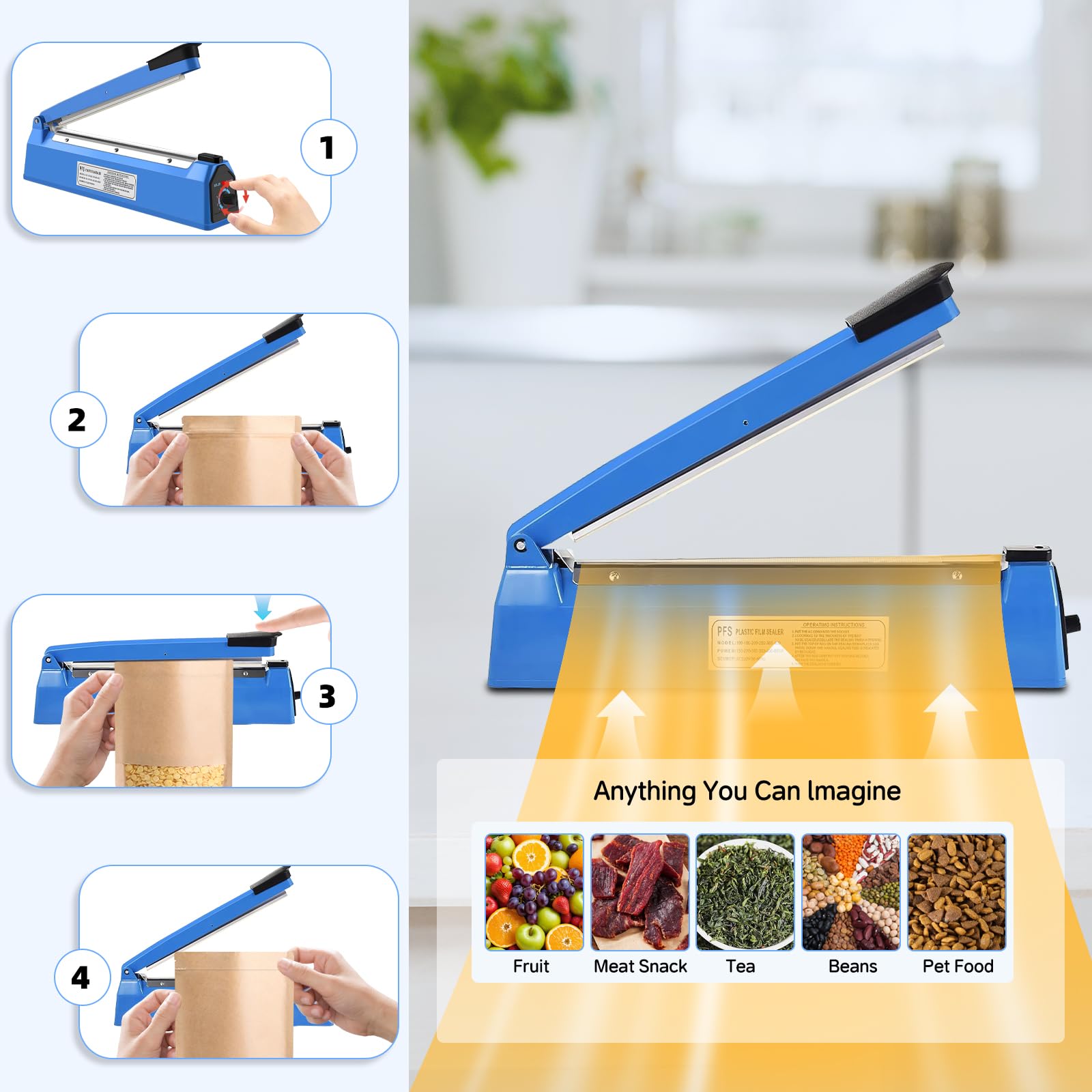 SINZUX Termosaldatrice per sacchetti in plastica, sigillatrice ad impulsi, per sigillatrice di sacchetti in plastica PP e PE, composto da filo riscaldante elettrico (200mm)