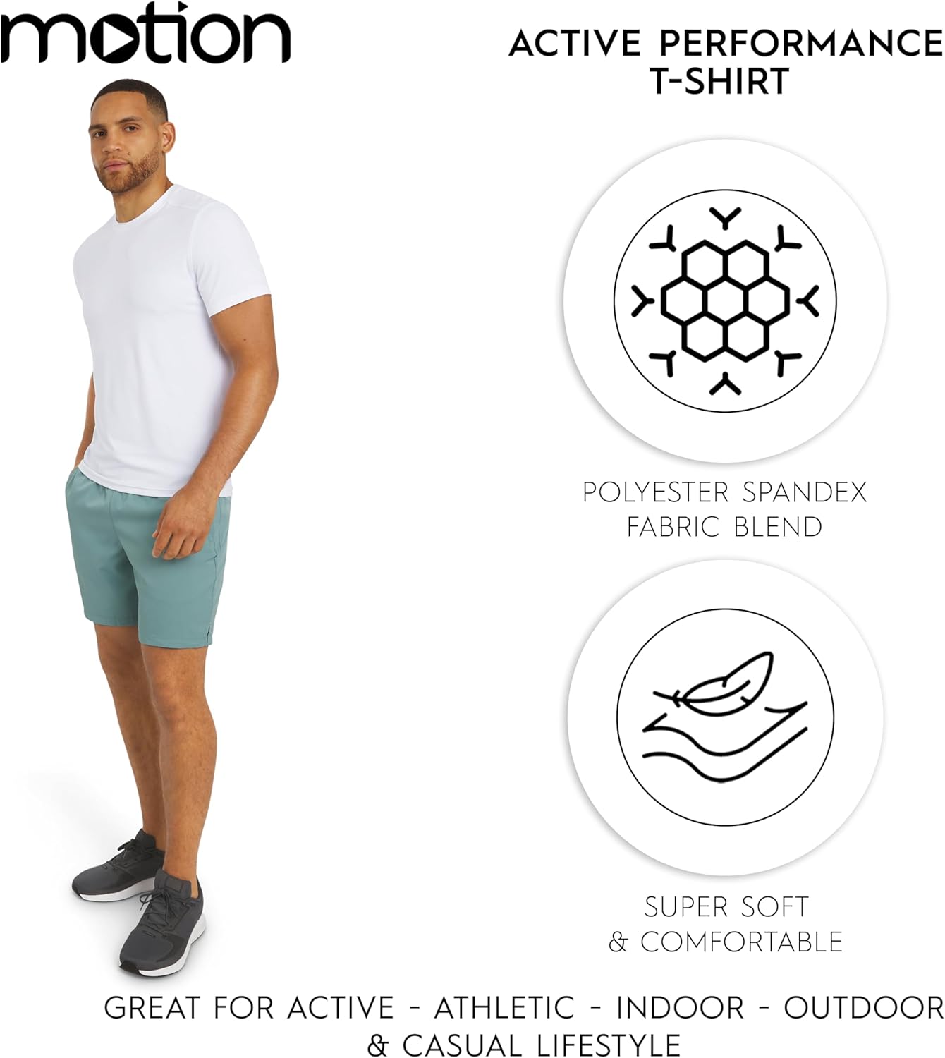 Motion Men's Slim Fit Tee Active Performance and Everyday Super Soft Stretchable T-Shirt (S-XL) - Image 3