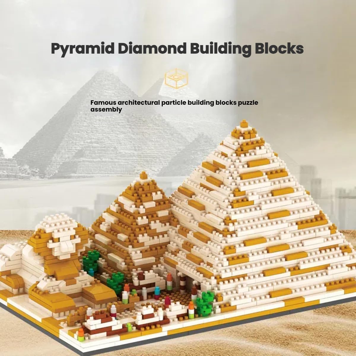 Egyptian Pyramids Building Block Set, 1456 PCS World Famous Landmark Series Architecture Model Kit, Collectible Pyramid Architecture Building Set, Gifts for Men and Women