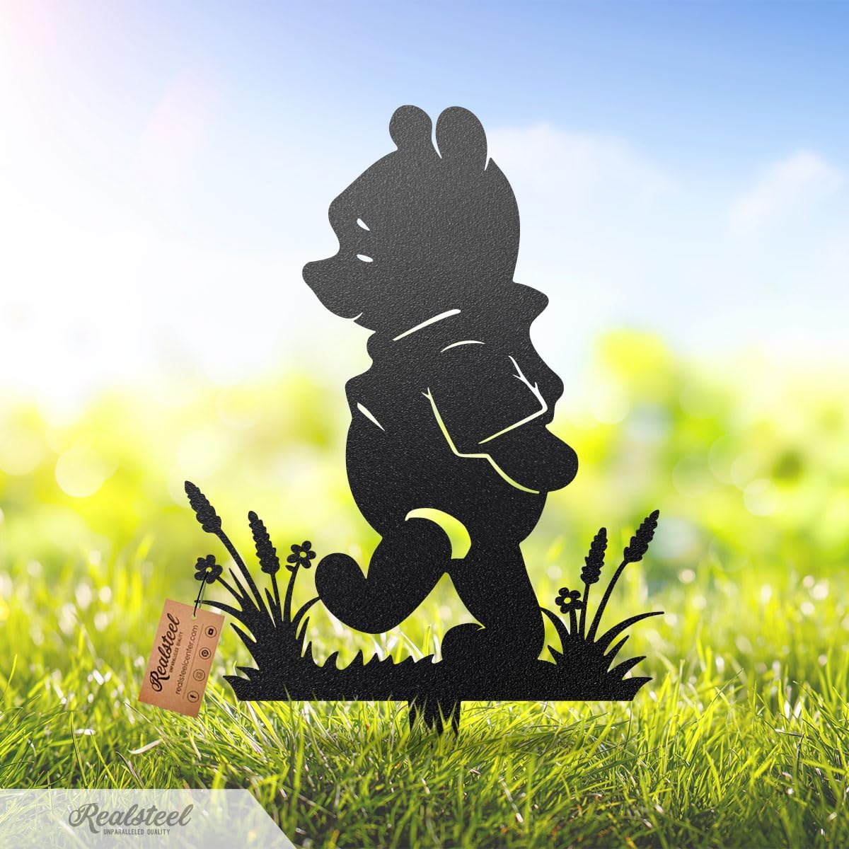 RealSteel Winnie The Pooh & Friends Garden Stakes – Set 1 | Metal Yard Art | Outdoor Décor