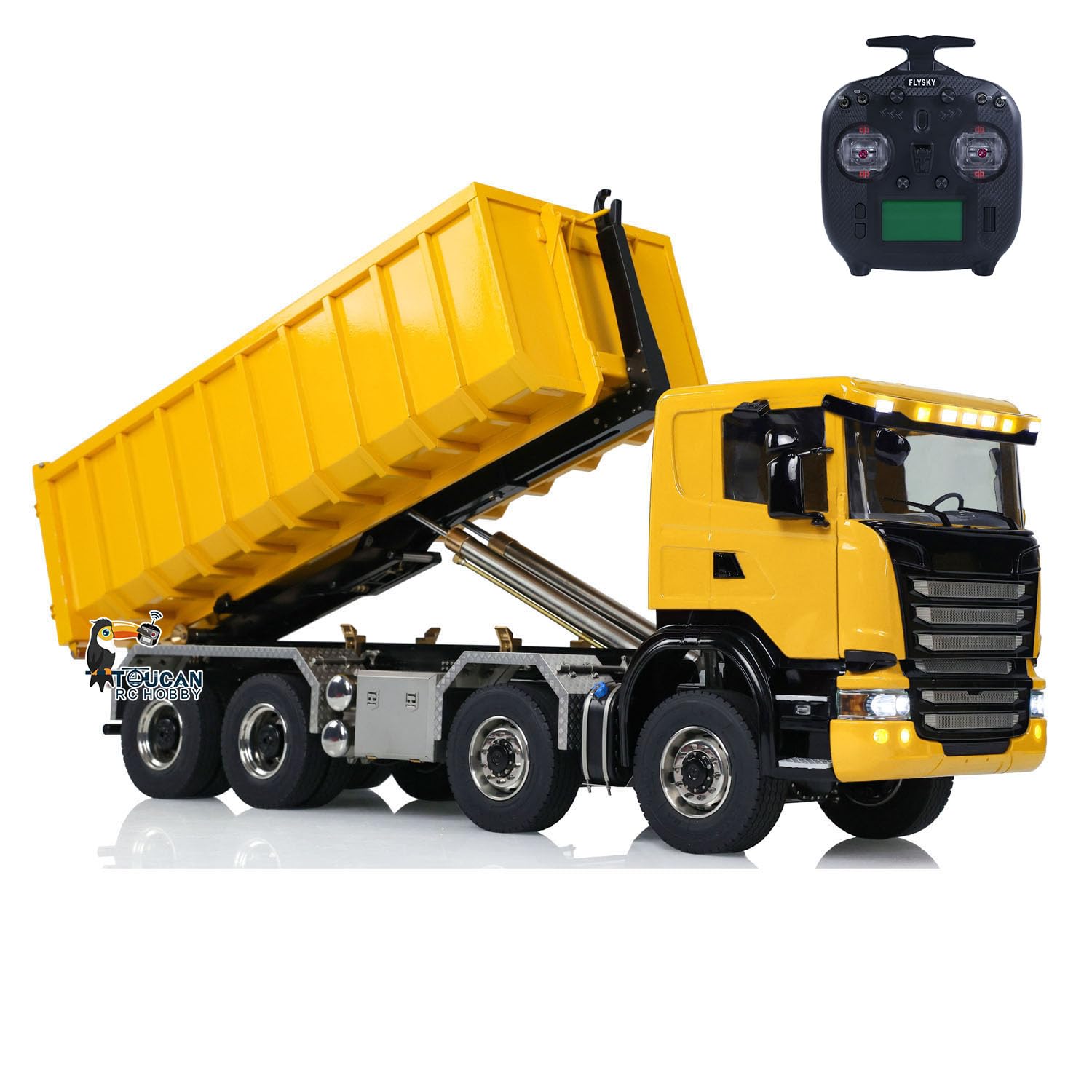 TOUCAN RC HOBBY Metal 1 14 RC Hydraulic Roll Off Dump Truck 8x8 Dumper Car Model Sound Light
