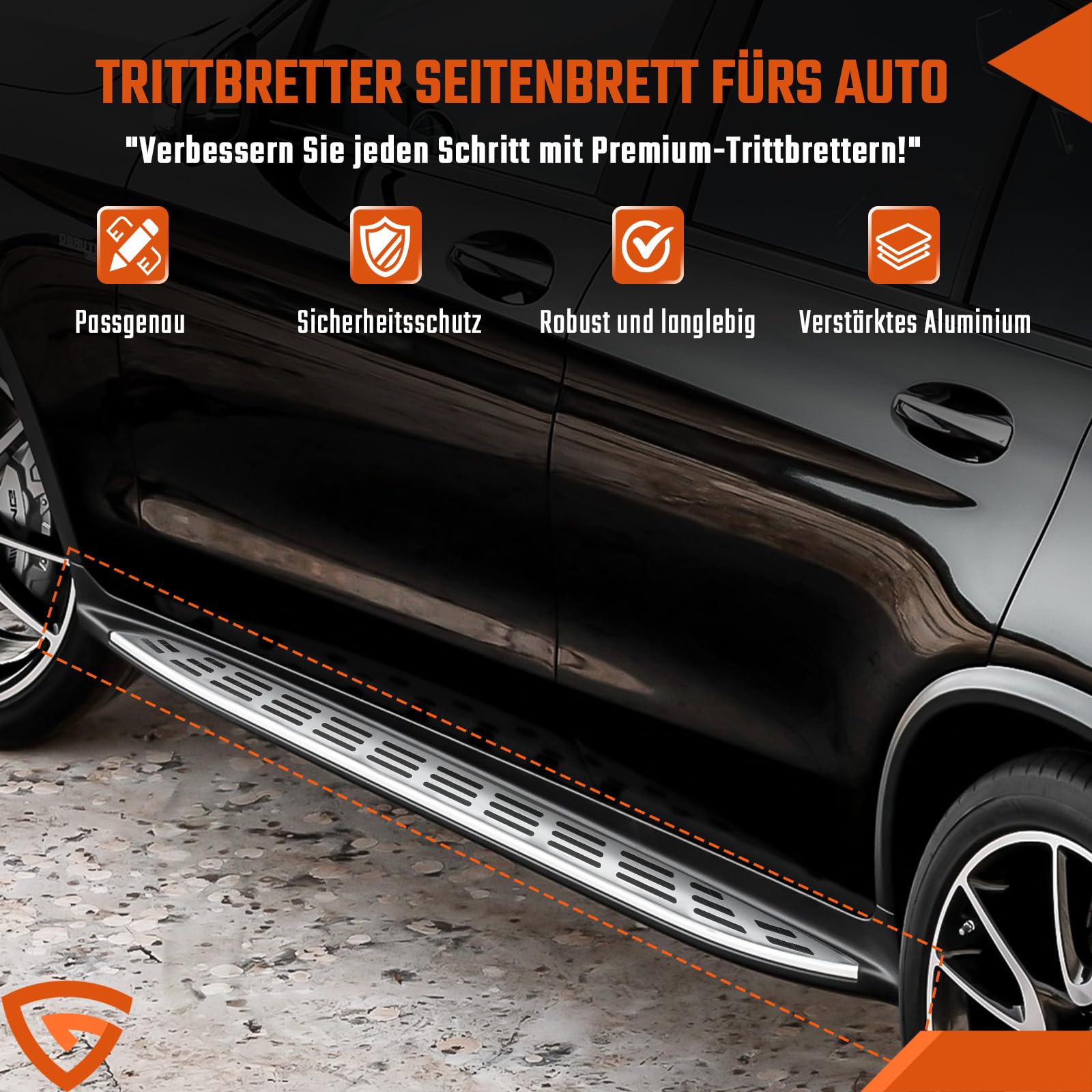 Trittbretter Seitenbrett Set Kompatibel mit Mercedes Benz GLE W167 V167 2019-2024, Belastbar bis 360KG, Seitenschweller mit Halterung, Aluminium Schweller, rutschfest, robust, Links & Rechts