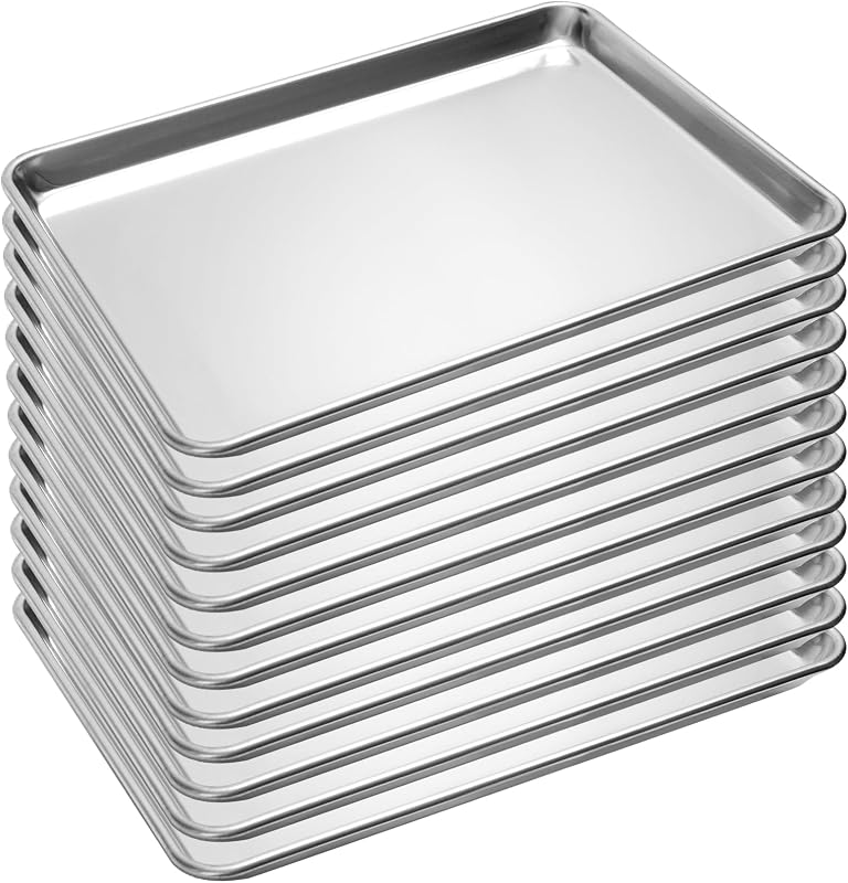 BIEAMA 12 Pack Half Size Baking Sheet Pan, Aluminum Commercial 18" x 13" | Heavy Duty Baking Pan for Oven Freezer Bakery Hotel Restaurant