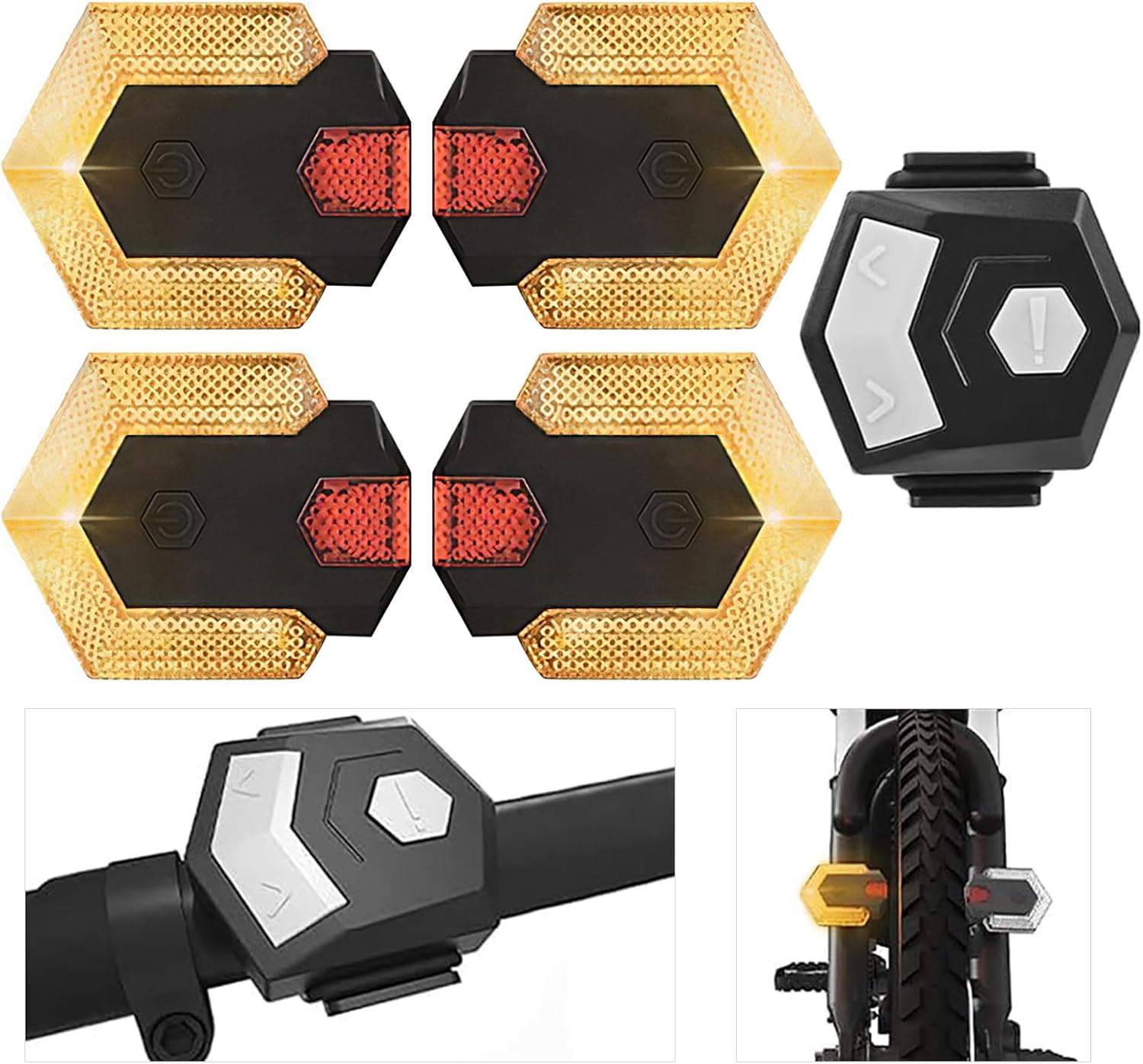 Bike Tail Light with Turn Signals, Bike Turn Signals Front and Back,Bright Bicycle LED Warning Rear Lights, Wireless Remote Control Waterproof Bike Tail Light for Road Bicycle, Electric Bike, Scooter