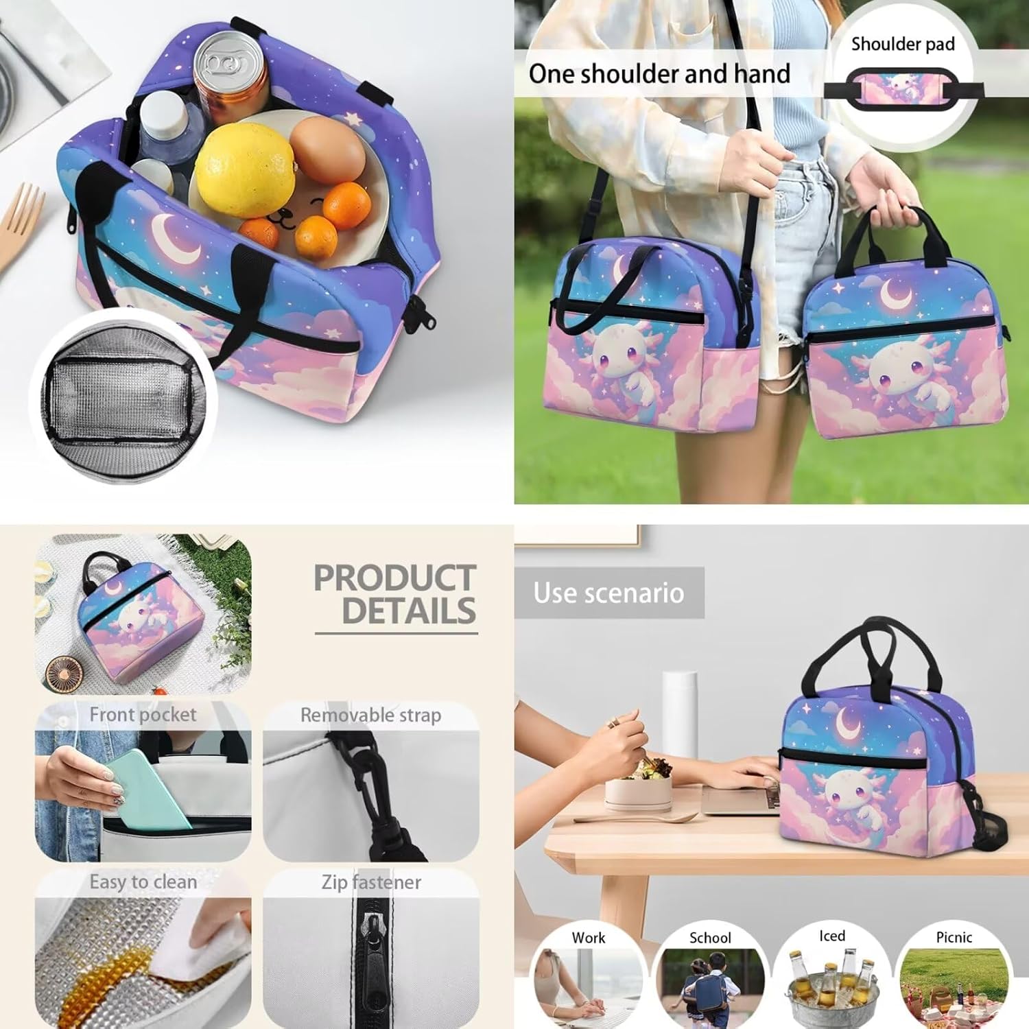 Mumeson 3 Pack Backpack School Bag Set for Girls Boys Large Capacity Bookbags Daypack 17 Inch Kids School Bags with Thermal Lunch Bags Small Pencase Pen Box