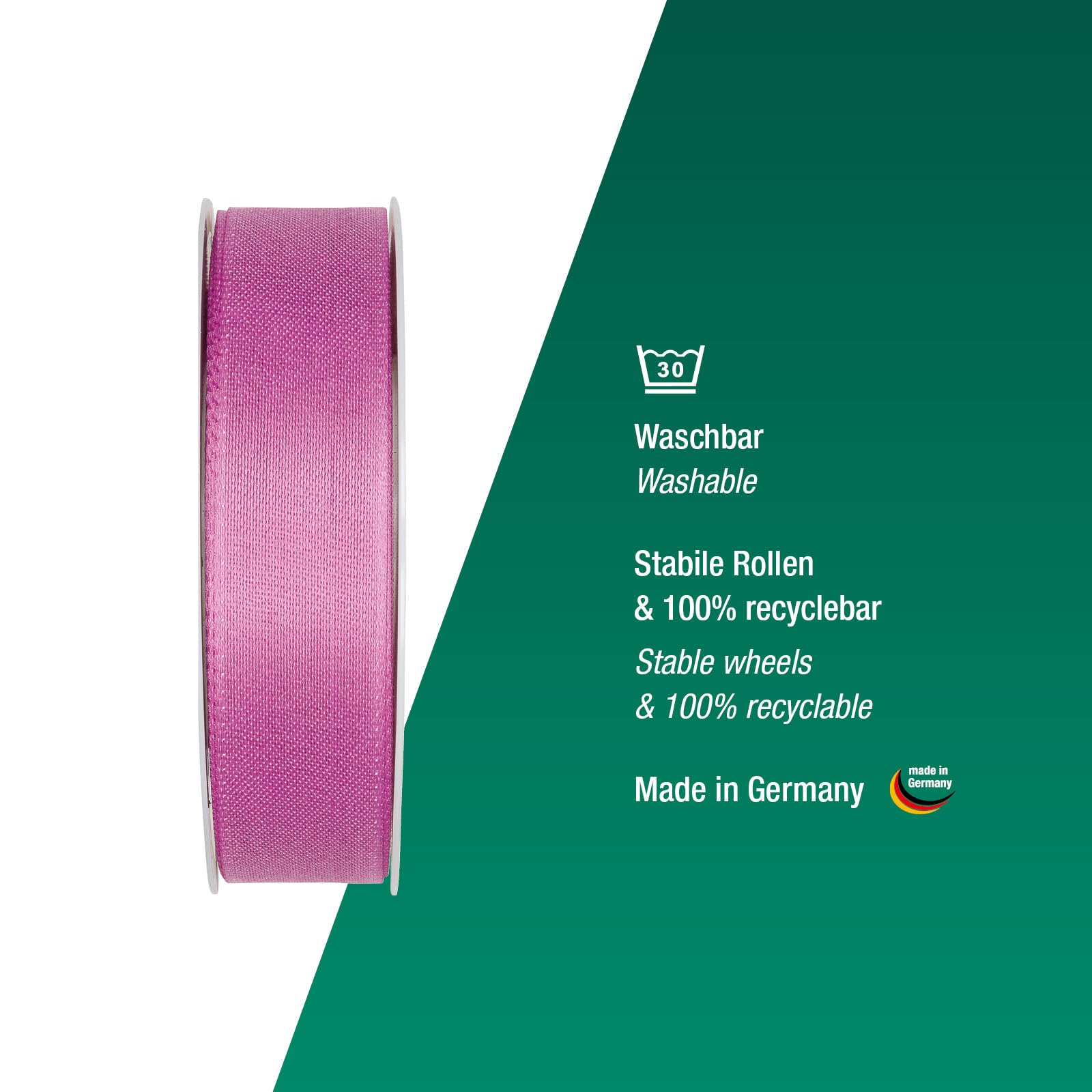 Halbach Seidenbänder Gift Ribbon Width 25 mm Length 25 m Ribbon Made in Germany Gift Ribbons in a Variety of Colours and Widths Perfect for Packaging and Decorating Colour: Rose Pink - Image 3
