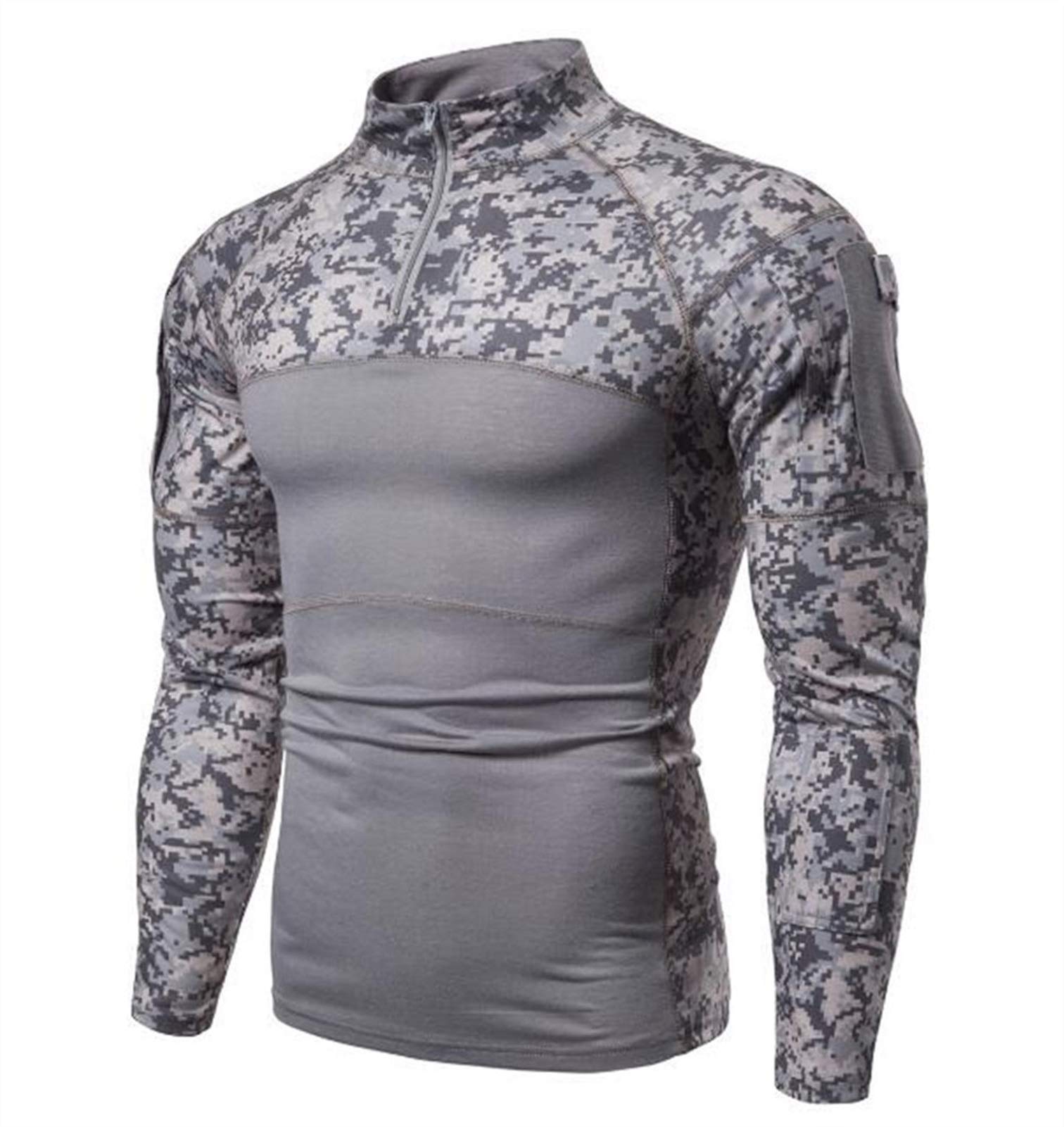 Męska outdoorowa taktyczna wojskowa koszula z długim rękawem szybkoschnąca koszula kamuflażowa walka wędkarstwo trekking wspinaczka armia T-shirt odzież kamizelka (kolor: Szary 2, rozmiar: M.)