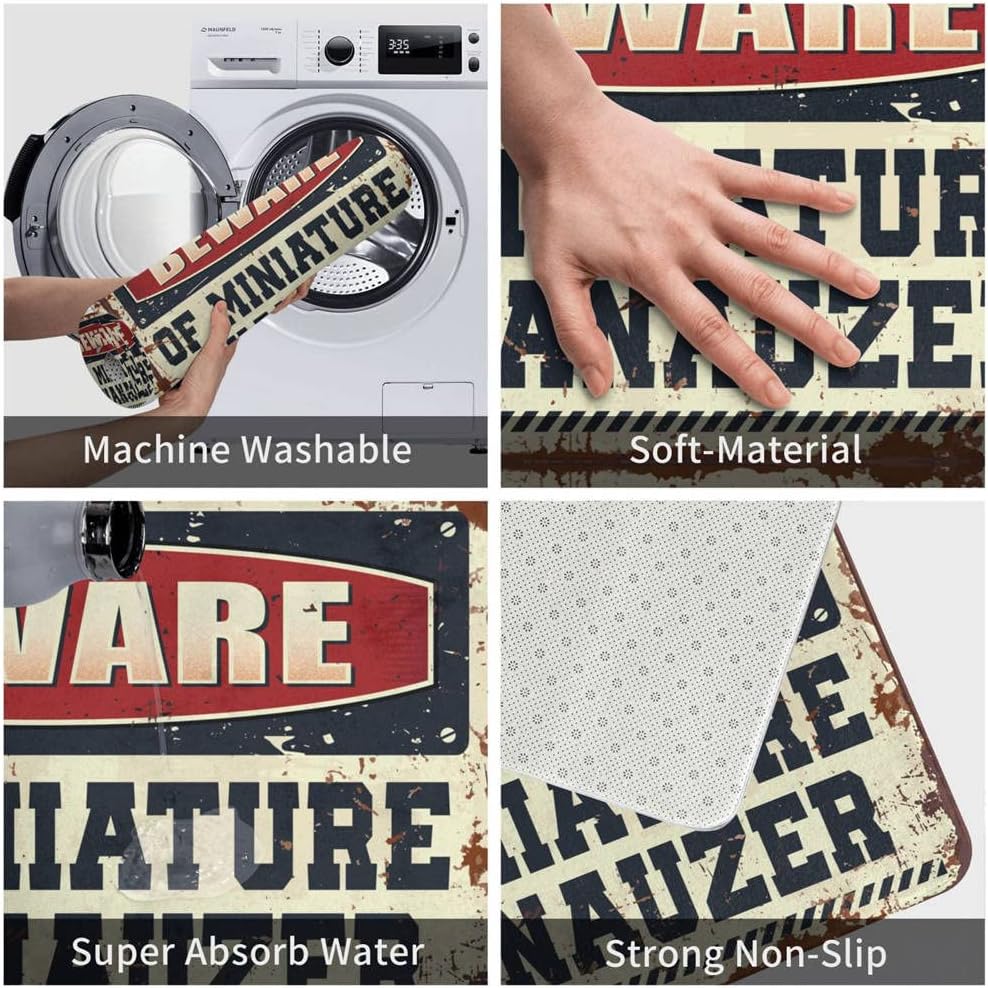 Outdoor Door Mats for Outside Entry Beware of Miniature Schanauzer Rug Small Outdoor Mat Welcome-Ish Front Door Sign(65X90CM)