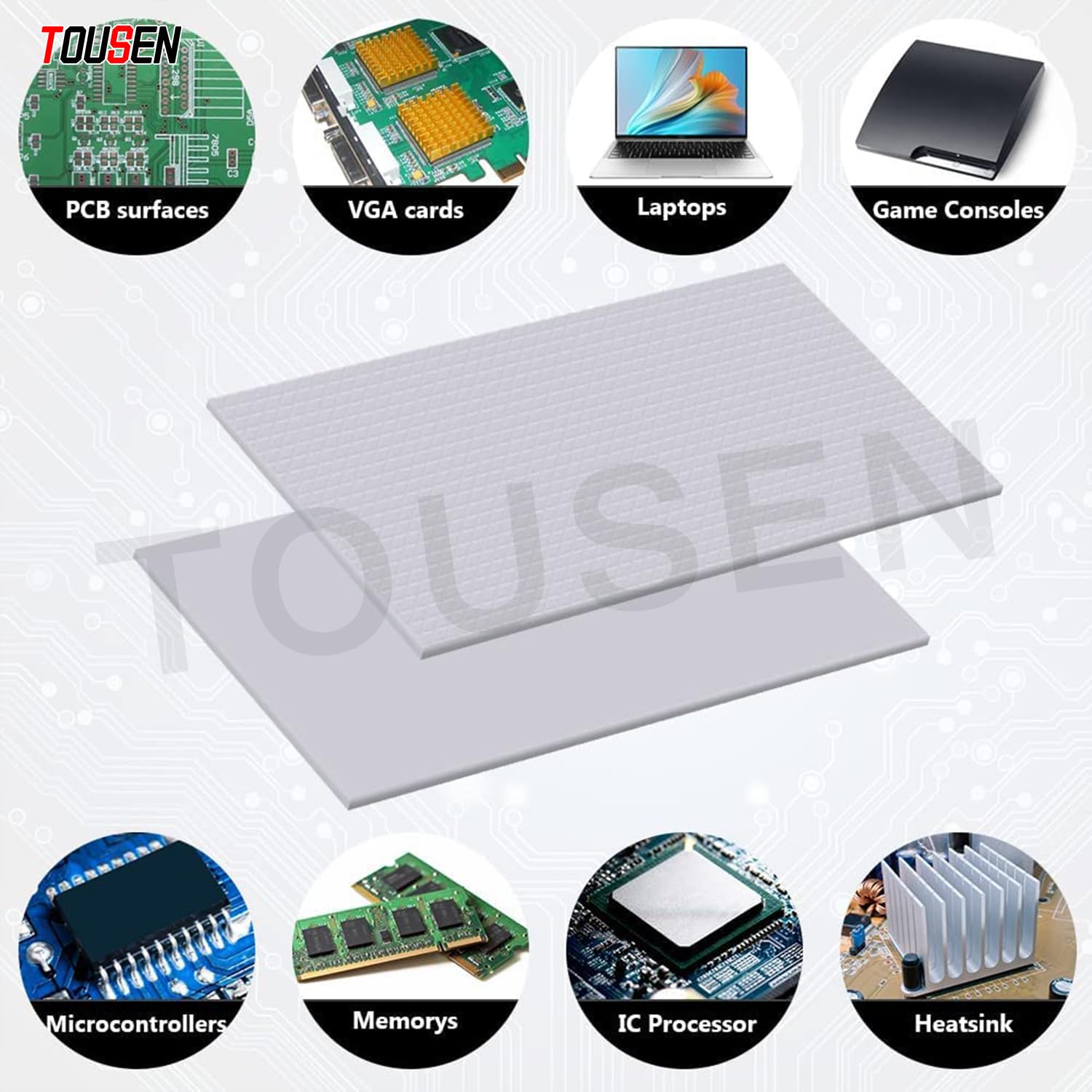 1.5mm Thick TOUSEN TSP-168 Thermal Pad (85x45mm) – Heavy-Duty Heat Dissipation for GPUs, PCBs & Industrial Electronics