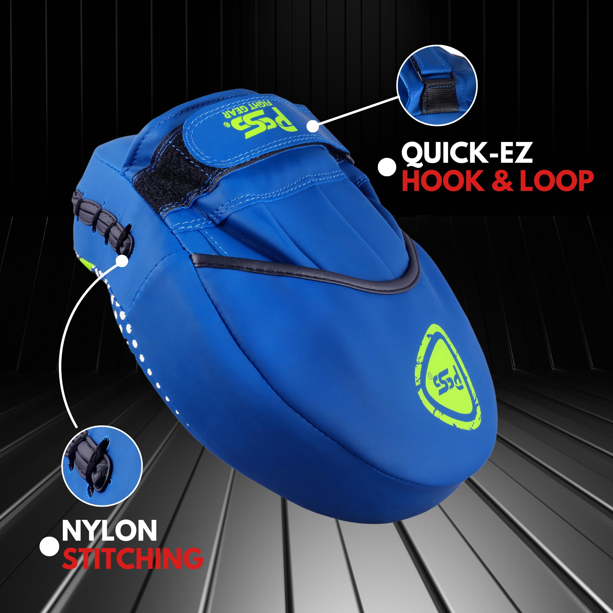 PSS Pattes d’Ours G2X Bouclier De Frappe Cible Pao Boxe Cuir Incurvé Noir Bleu Muay Thaï