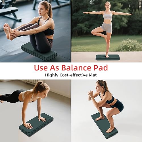 Miniatura 5 de Tapete de yoga extra grueso de 1/2 pulgada, equipo de pilates, 69 x 24 pulgadas, tapetes de entrenamiento sin olor para gimnasio en casa, tapetes de