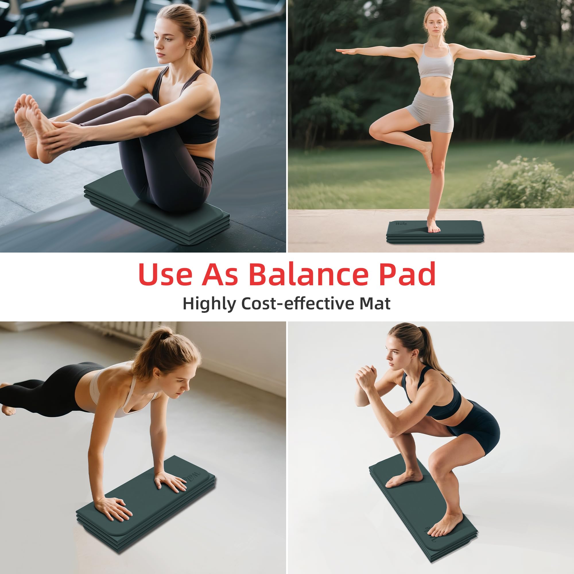 Yogamatte, Pilates-Ausrüstung, 1,27 cm, extra dick, 175,3 x 61 cm, geruchlose Trainingsmatten für Zuhause, Fitnessstudio, rutschfeste Trainingsmatten für Damen und Herren, Heimtraining, faltbare