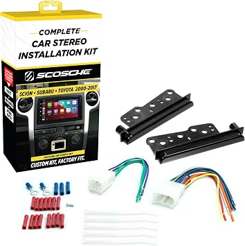 Scosche ICTA3BN Double DIN Radio Install Dash Kit and Harness Compatible with Select 2000-2017 Scion, Subaru and Toyota Vehicles - Complete Basic Car Stereo Installation Kit - Does Not Retain SWC