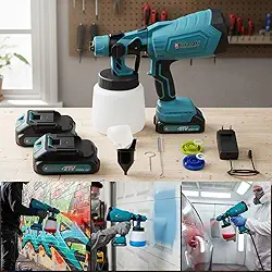 Pistola de Pintura Elétrica Profissional Pulverizadora 1000ml 2 Baterias 21v