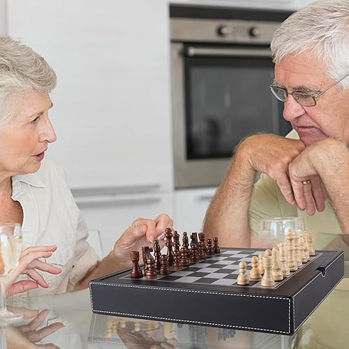 Vista 35 de GSE Games & Sports Expert Juego de ajedrez de madera de 15 pulgadas, juego de tablero de ajedrez plegable con ranuras de almacenamiento de piezas