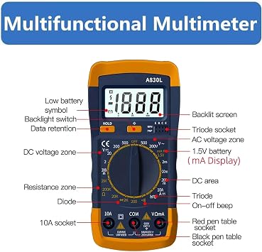 TriLine Soldering Iron Kit with Digital Multimeter, 60W Adjustable Temperature Electric Welding Tool Set with ON/Off Switch, 5 Extra Tips, Desoldering Pump, Wire Stripper Cutter, Tweezers, Stand, Bag