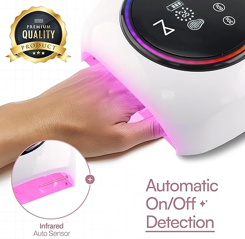 Miniatura 3 de M - HaloLite - Lámpara LED de secado de uñas de 98 W, 32 LED, recargable inalámbrica con batería de 5200 mAh, secador de uñas de gel UVLED rápido