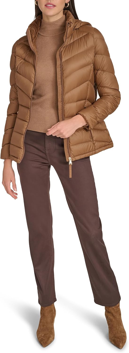 Calvin Klein womens Chevron Quilted Down Coat – Lightweight Packable Puffer Jacket - Image 2