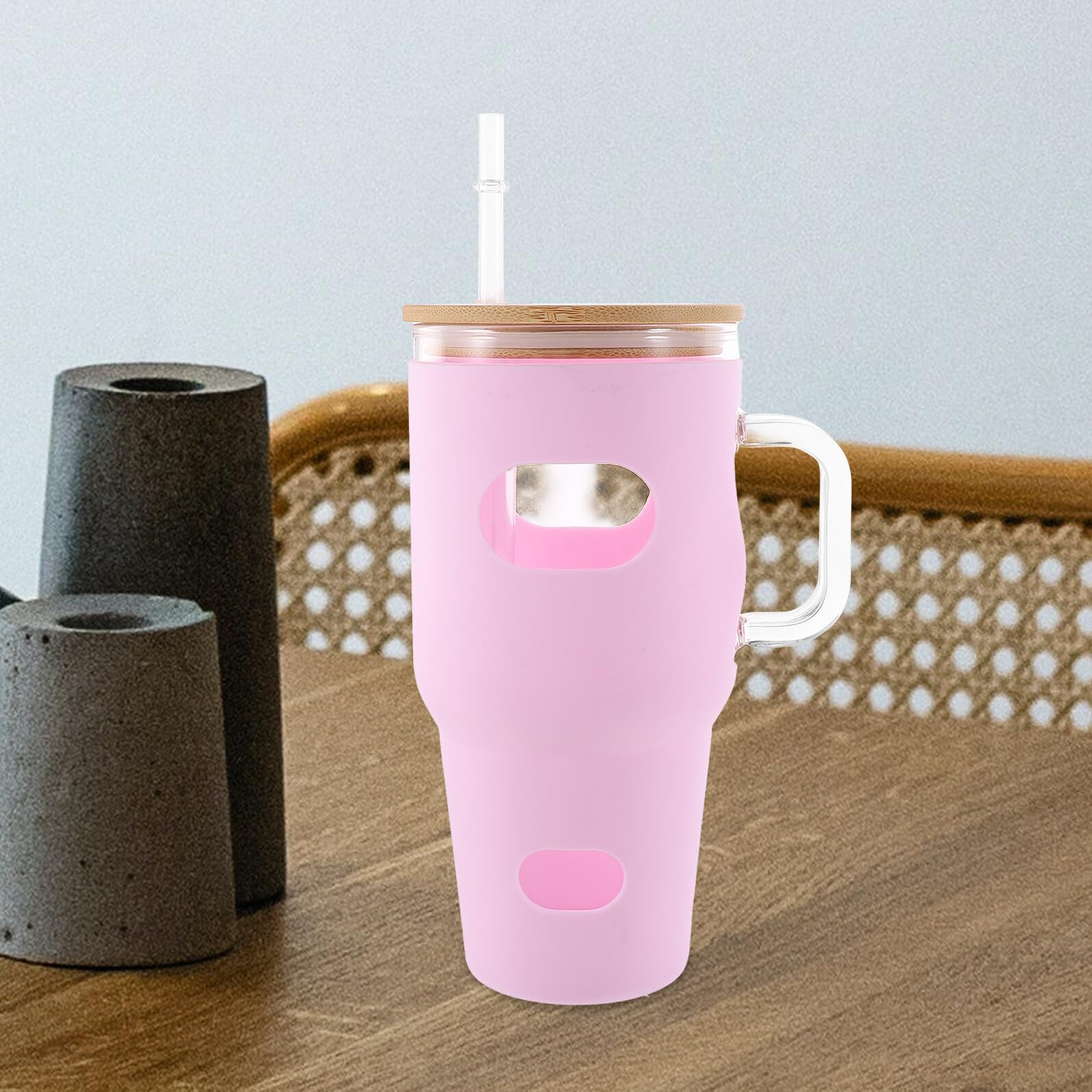 Glasbecher mit Deckel und Strohhalm für Wasser Saft und Milchtee Kleine Wiederverwendbare Saftflasche aus Glas für Täglichen Gebrauch