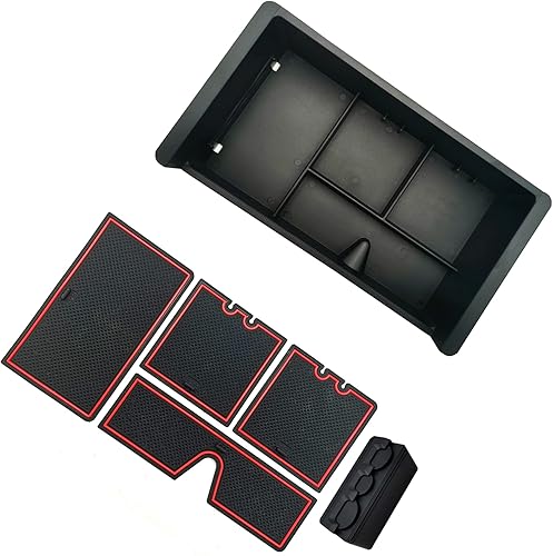 Miniatura 5 de JOJOMARK - Bandeja de consola central, caja de almacenamiento de apoya brazos, reemplaza 22817343 (color rojo)