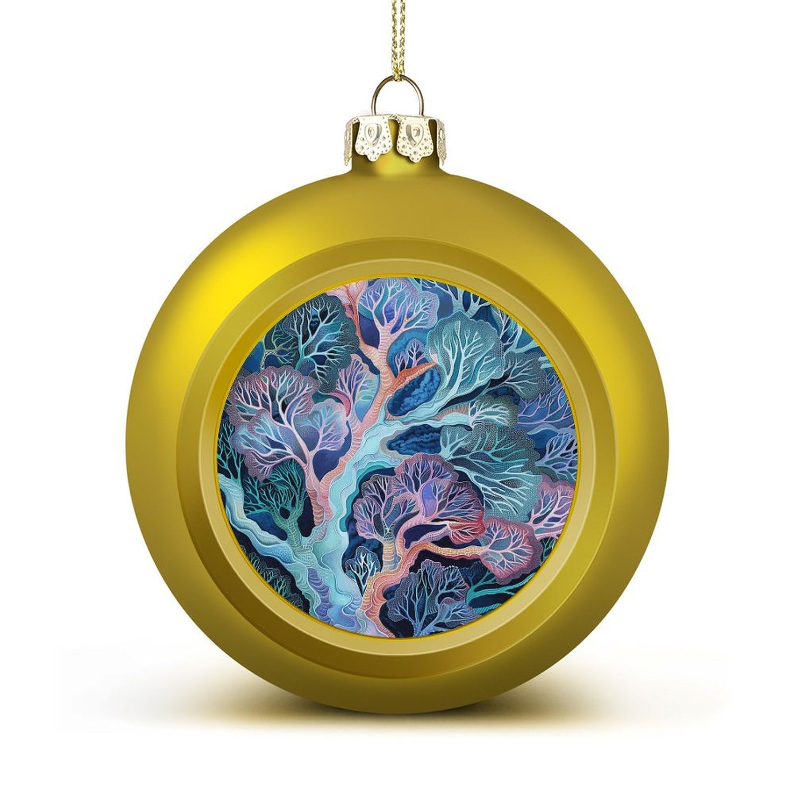 Fan Coral Image Christmas Balls Ornaments for Xmas Christmas Tree 1.6" Hanging Shatterproof Xmas Balls Hanging Decor Pendants for Holiday Party Outdoor Indoor DIY Craft Supplies