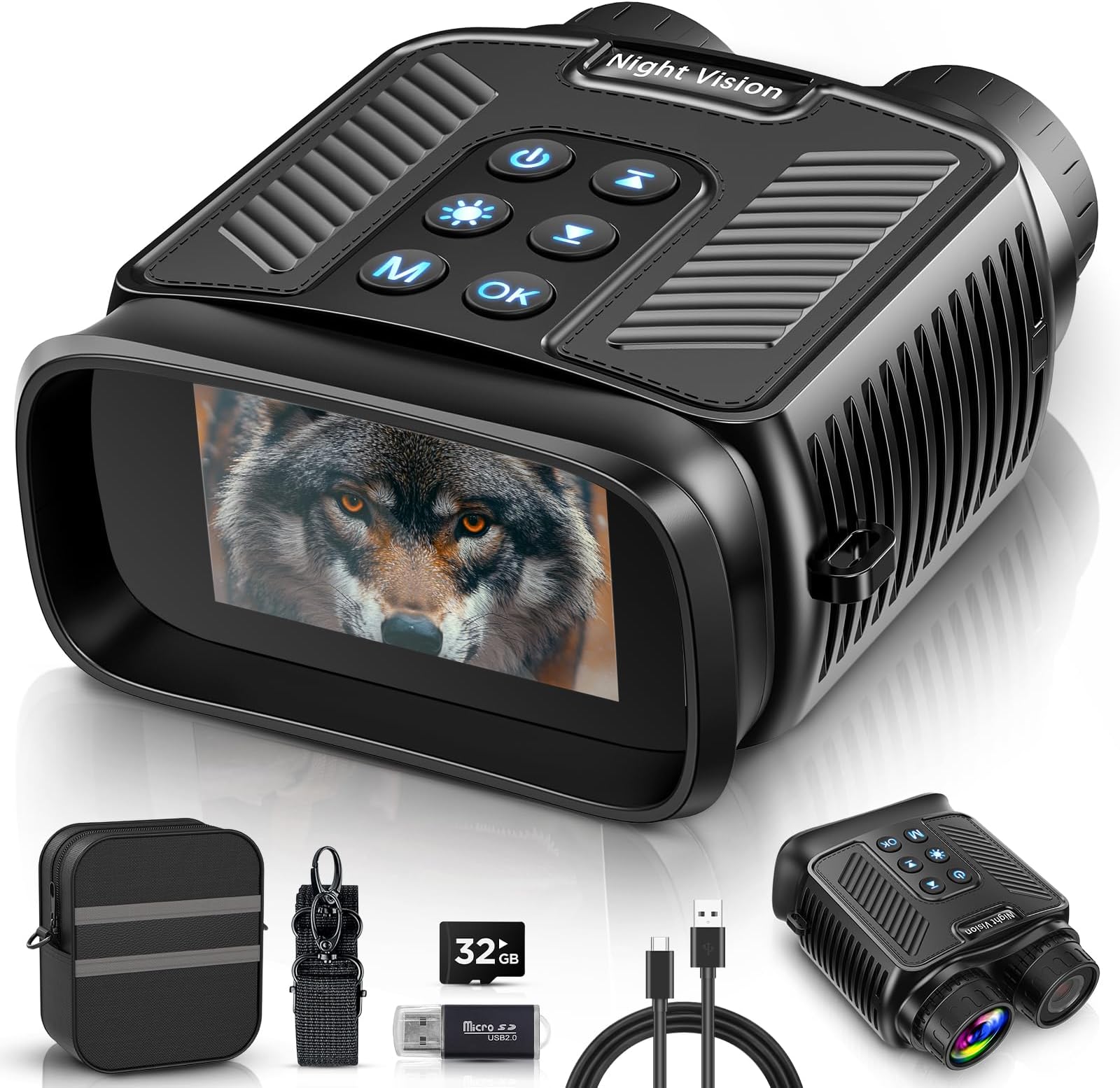 BNISE Night Vision Binoculars Goggles, Digital Infrared Binoculars with Night Vision 32GB Memory Card for Hunting Spy Camping Wildlife Adventure