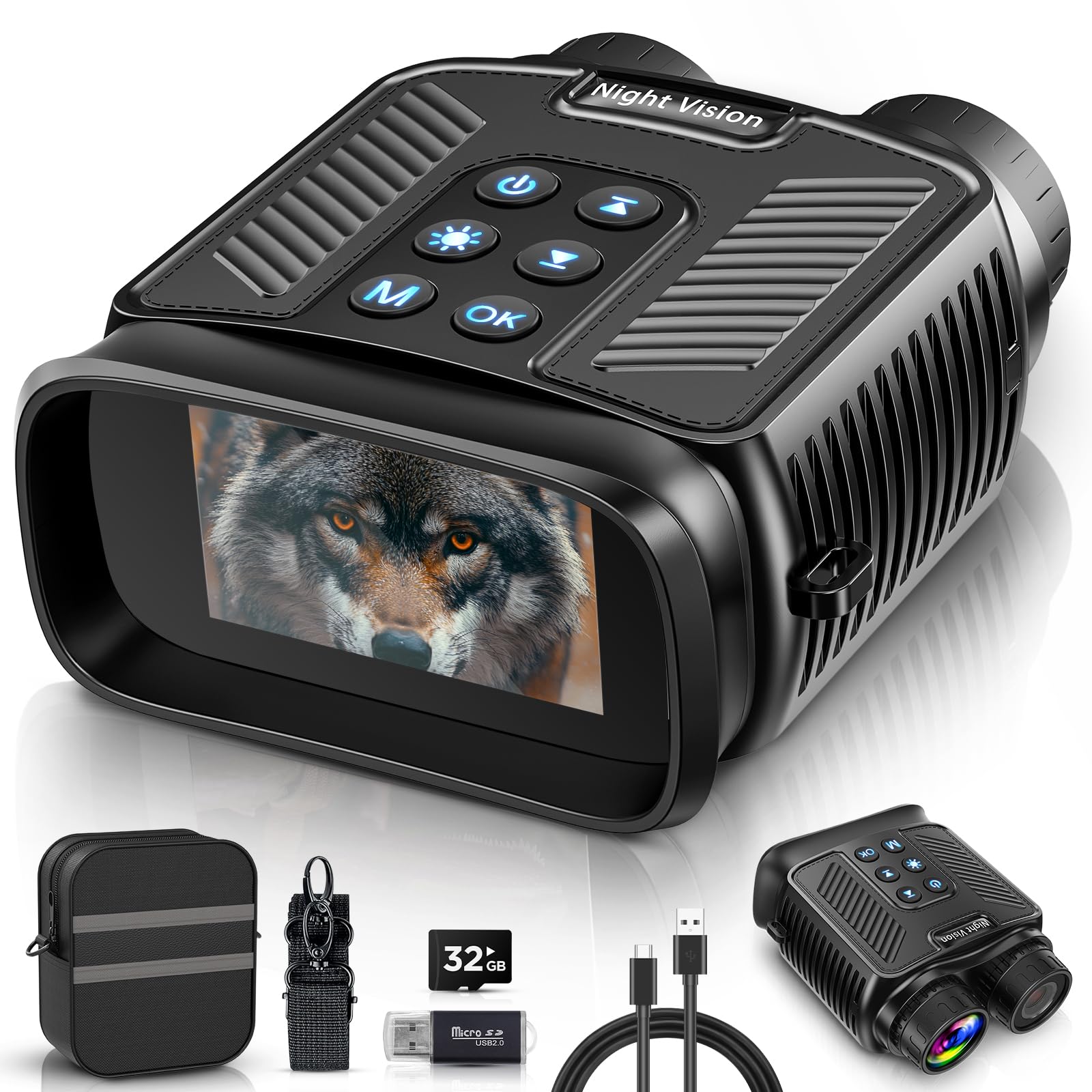 BNISE Night Vision Binoculars Goggles, Digital Infrared Binoculars with Night Vision 32GB Memory Card for Hunting Spy Camping Wildlife Adventure