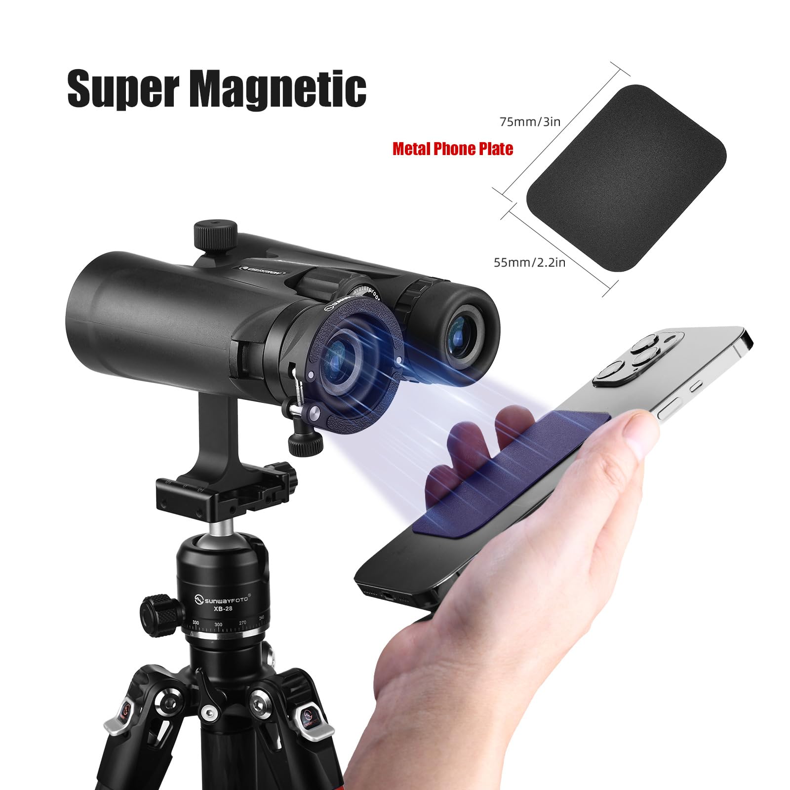 SUNWAYFOTO BA-43 Binoculars Cell Phone Adapter Universal Smartphone Binoculars Compatible with 38-45mm Outer Diameter Eyepiece - Image 4