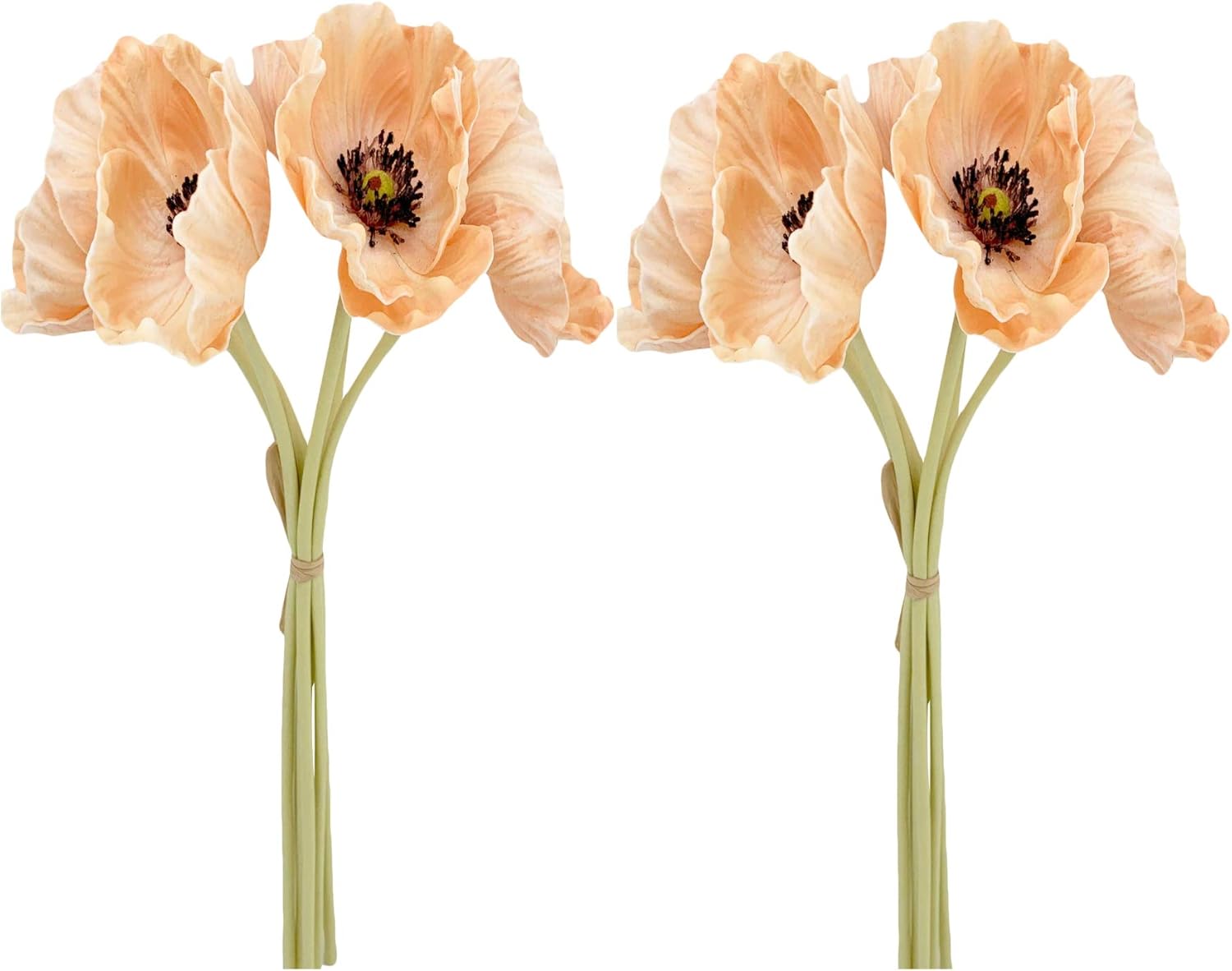 Angel Isabella Realistic Poppy - Real Touch Artificial Flowers for Decoration - Beautiful Artificial Flowers Arrangements for Home, Corsage, Boutonniere - 2 Bundles, 6 Stems Each (Spa Aqua)