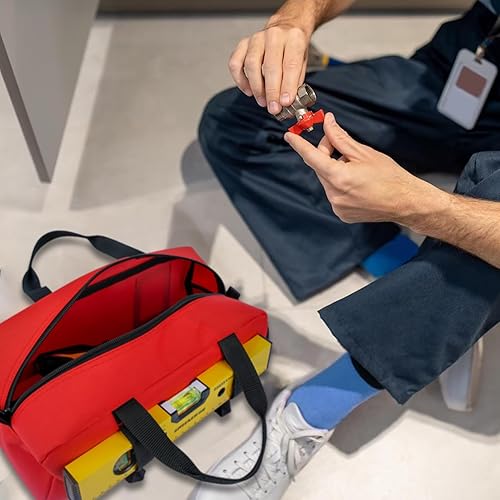 Miniatura 8 de MELOTOUGH Bolsa de herramientas de 16 pulgadas, bolsa de herramientas de lona con cremallera, resistente de 14 pulgadas, organizador de herramientas