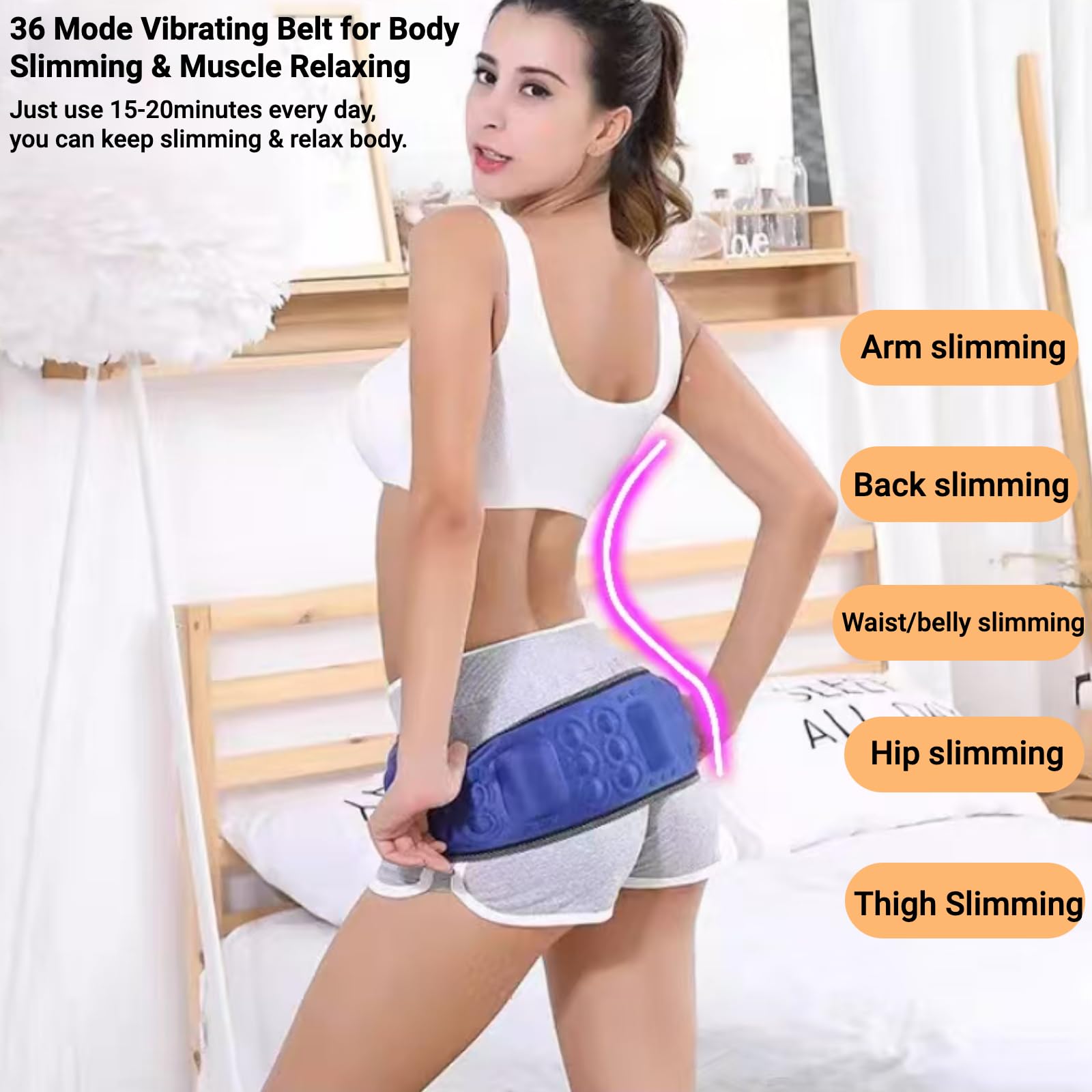 Schlankheitsgürtel, 36-Modus-Taillenformer für großen Bauch, Bauch, Lendenwirbelsäule, Rücken, Hüfte, Oberschenkel, Beine, Arme, Körperformer und -trainer, elektronisches Kalorienverbrennungsgerät