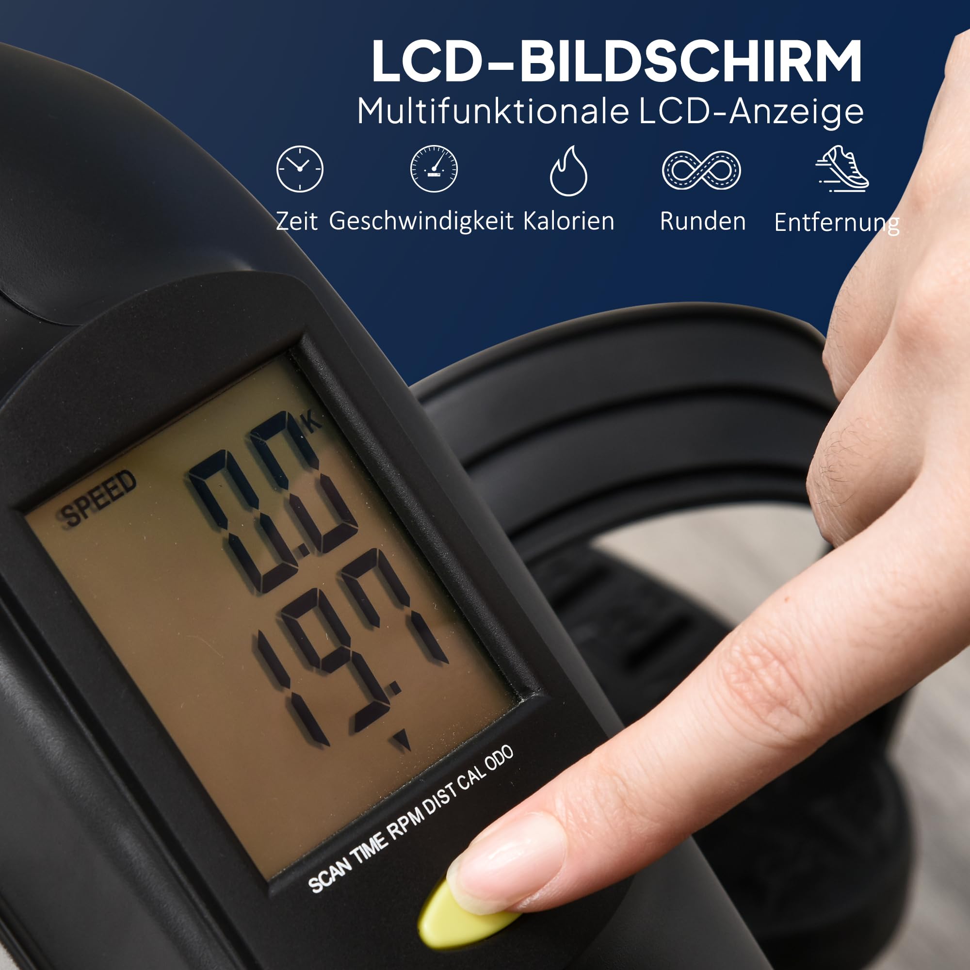 HOMCOM Mini Trenażer z LCD dla Seniorów Czarny+Srebrny