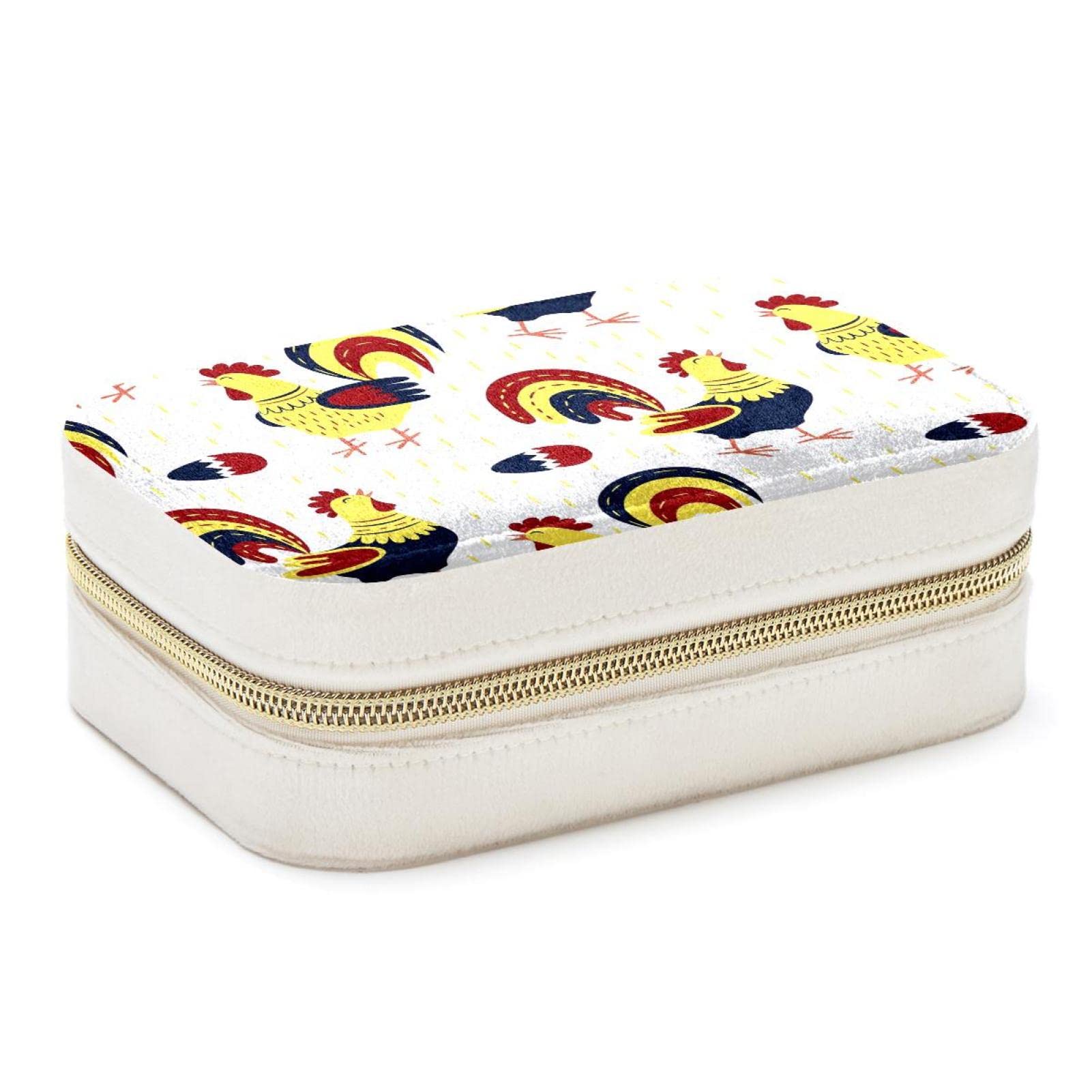 Boîte à bijoux portable en forme de coqs pour boucles d'oreilles et bagues