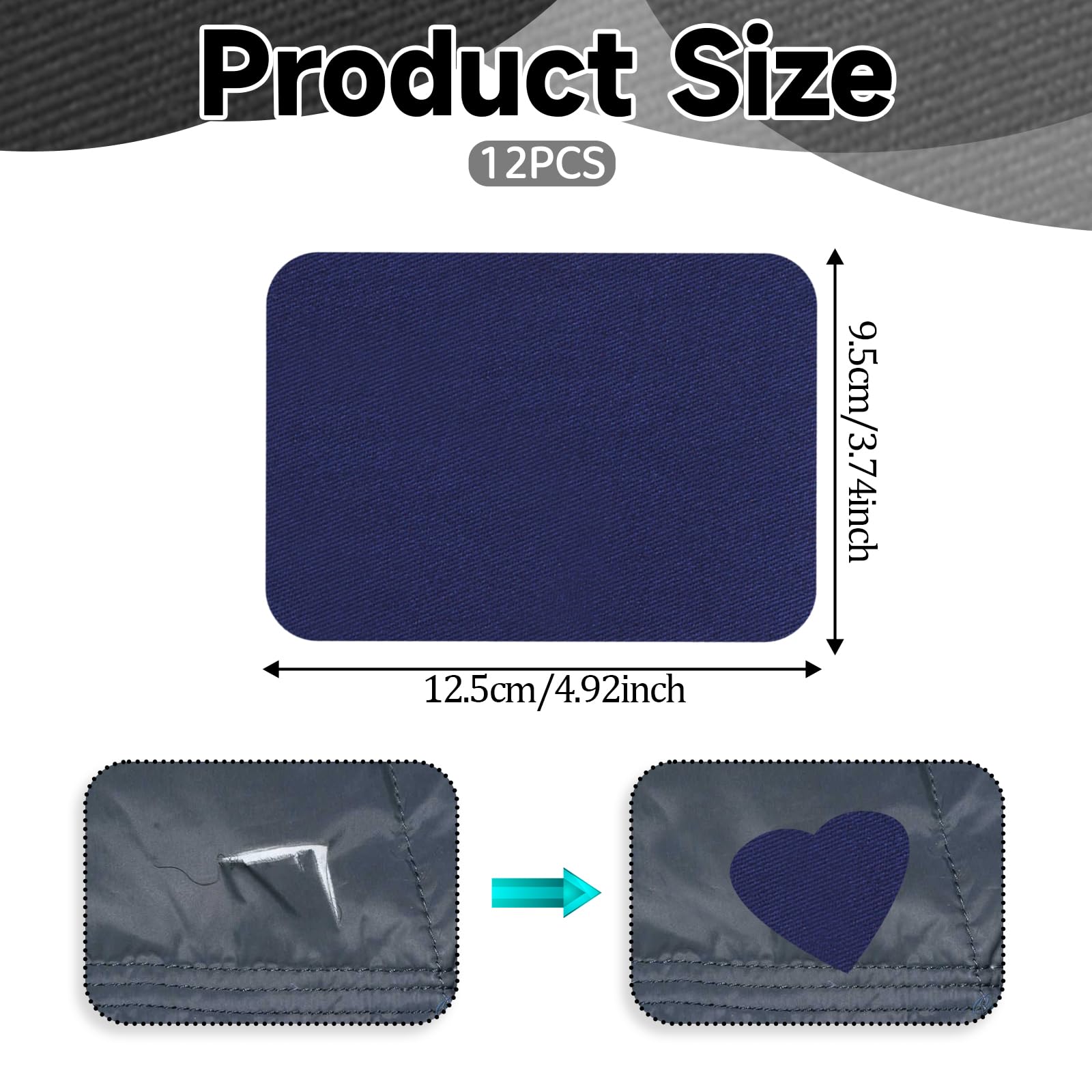 Aufnäher zum Aufbügeln, Premium-Qualität, Stoff, zum Aufbügeln, Denim, Jeans, zum Aufbügeln auf der Innenseite, Stoffflicken für Kleidung, Baumwolle, Schwarz, Reparatur-Set (12,4 x 9,4 cm,