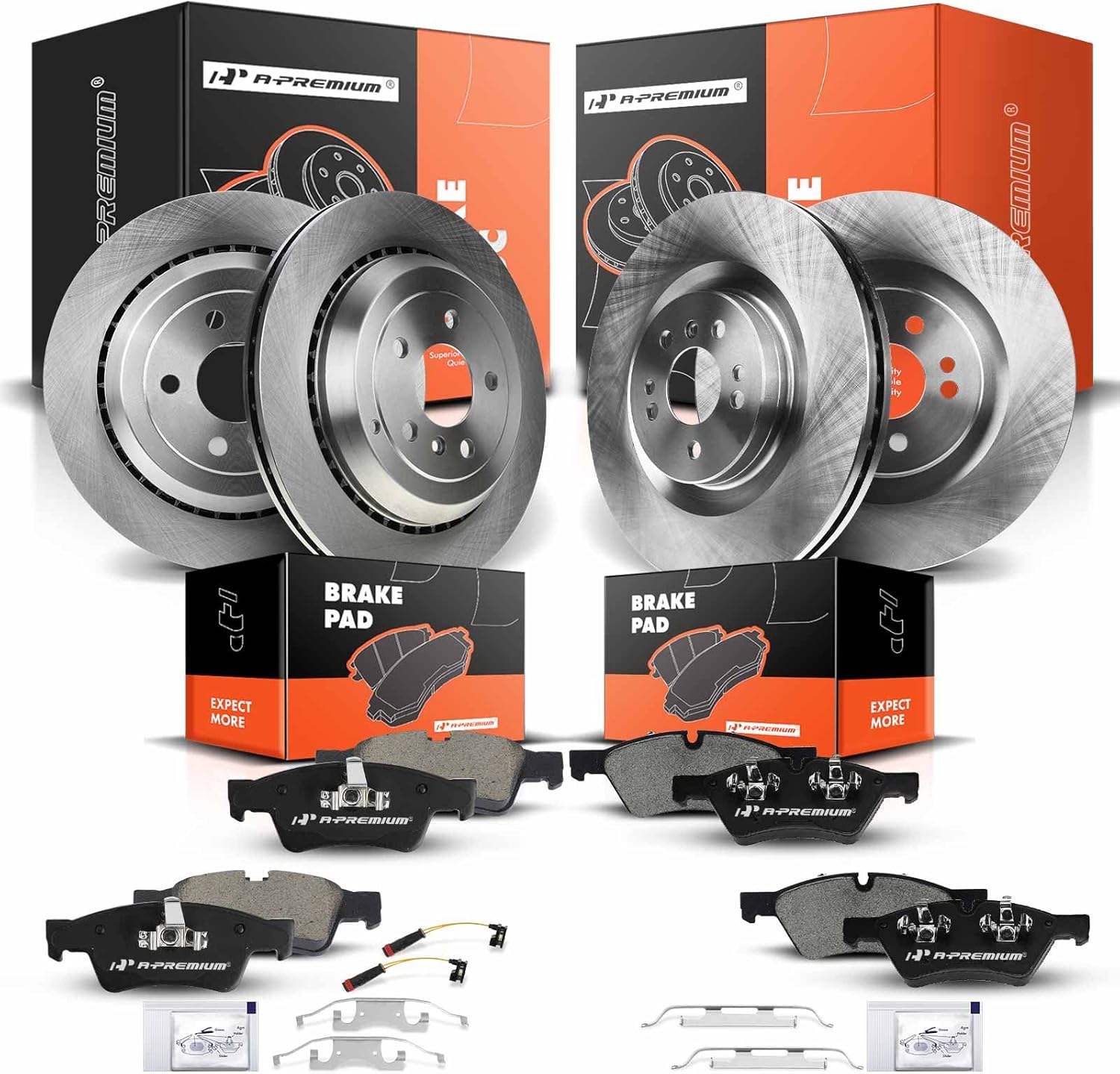 APremium Front & Rear Vented Disc Brake Rotors + Ceramic