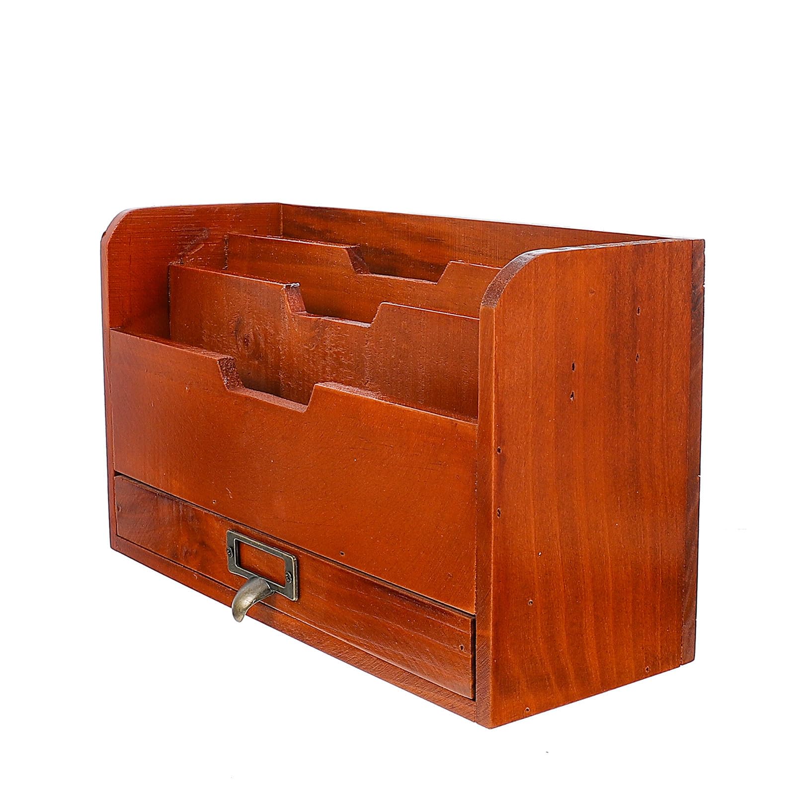 Boîte de rangement en bois à tiroir marron empilable pour petits objets