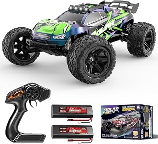 Voiture Télécommandée Adulte Grande Échelle 1:10 46 cm, RC Truck 2WD RWD Électrique 45 km/h avec 2 Batteries 2600mAh, Voiture Radiocommandée Tout Terrain pour Enfants et Adultes