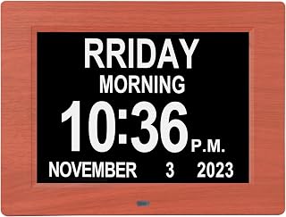 8 inch Digital Day Dementia Clock for Seniors, Medication Reminders Calendar Clock with Day, Week, Date Time for Elderly Vision Impaired, Memory Loss,Recalling Classics Mahogany Grain