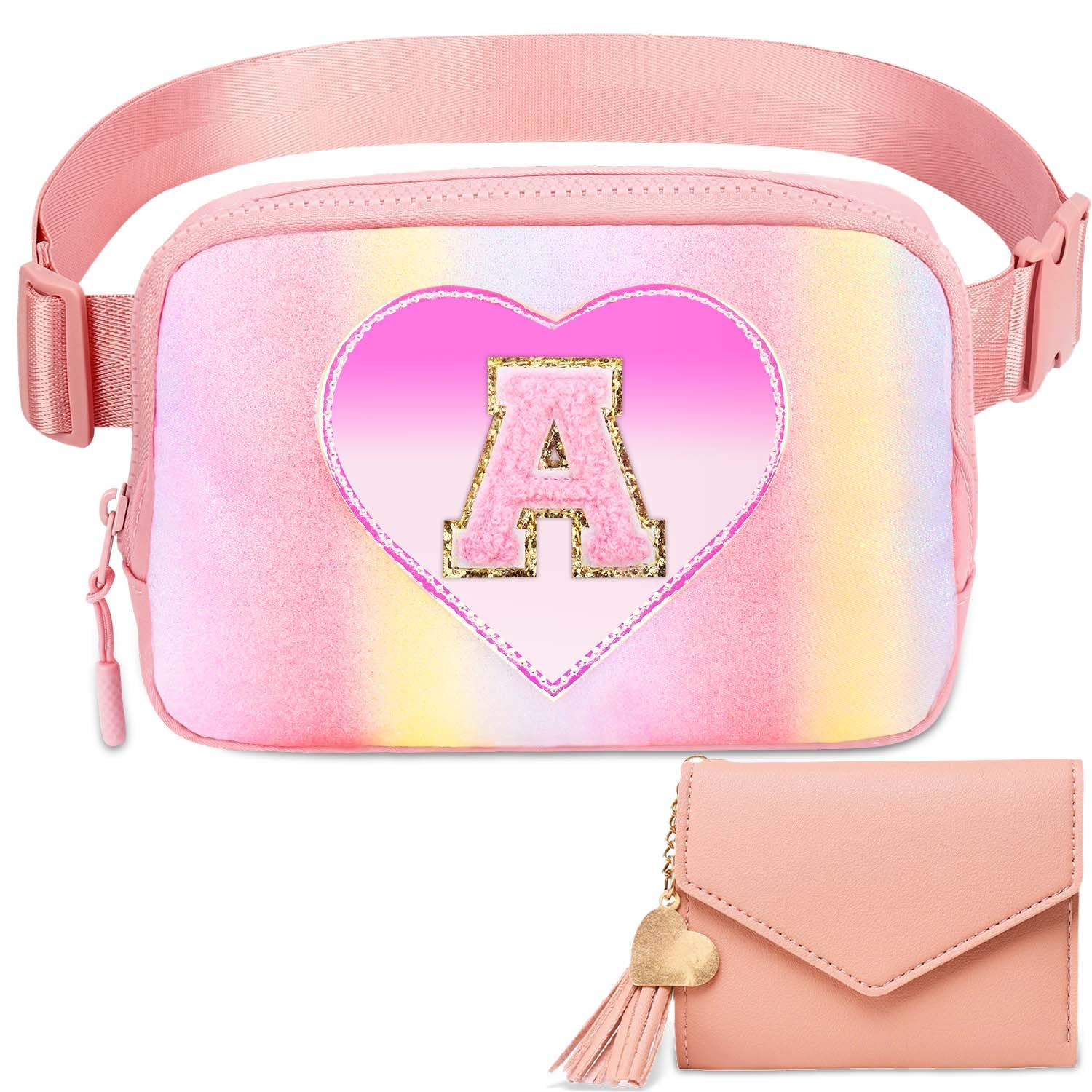 Birthday Gifts for Teenager Girls Kids - Personalized Belt Bag for Girls Women Fashion Waist Packs Trendy Travel Fanny Pack Crossbody Bags with with Initial Letter Patch Cute Stuff A