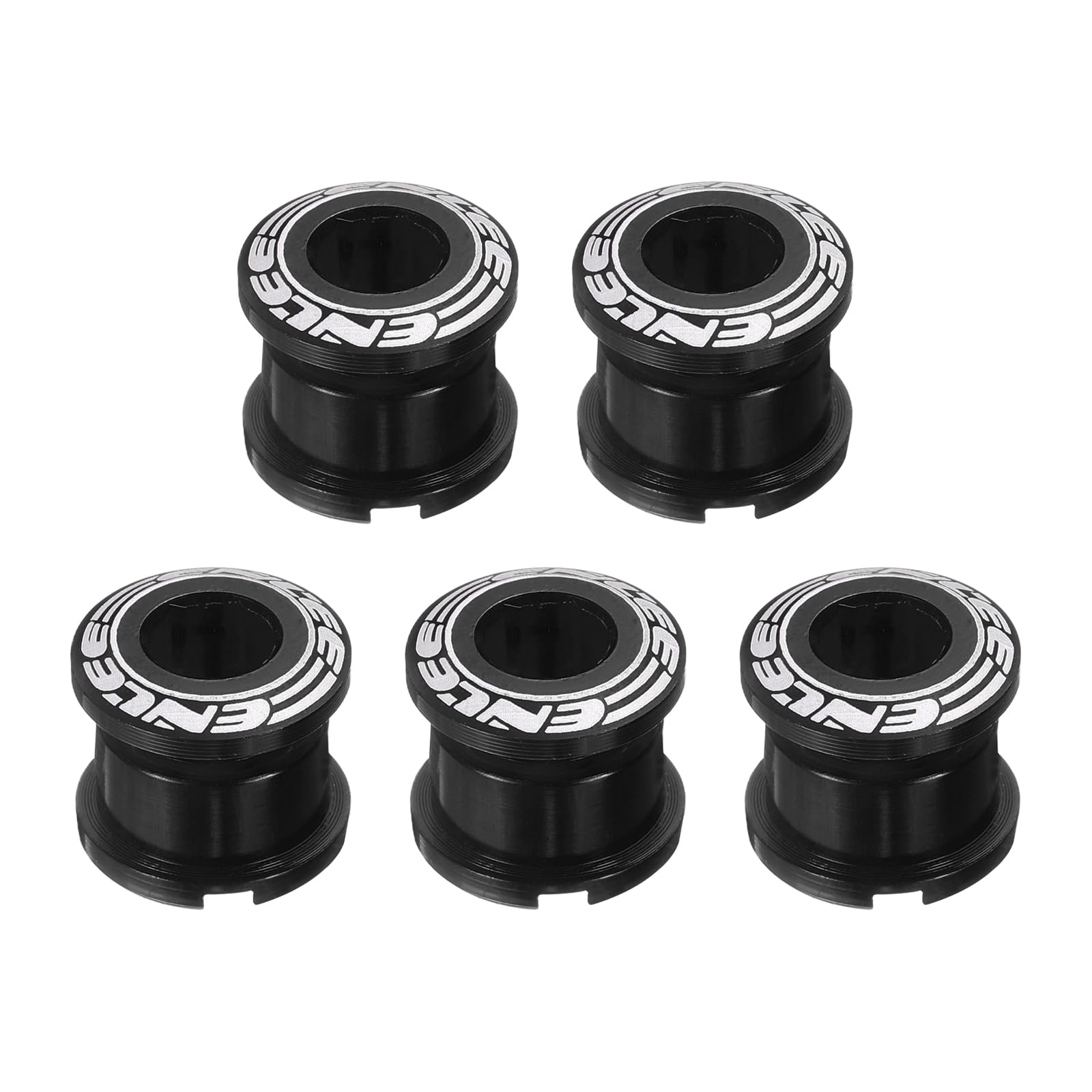 sourcing map 5pcs Single Chain Ring Bolts M8 Aluminum Alloy Bicycle Crankset Nut Chainwheel Screws for Road Bike Mountain Bike, Black