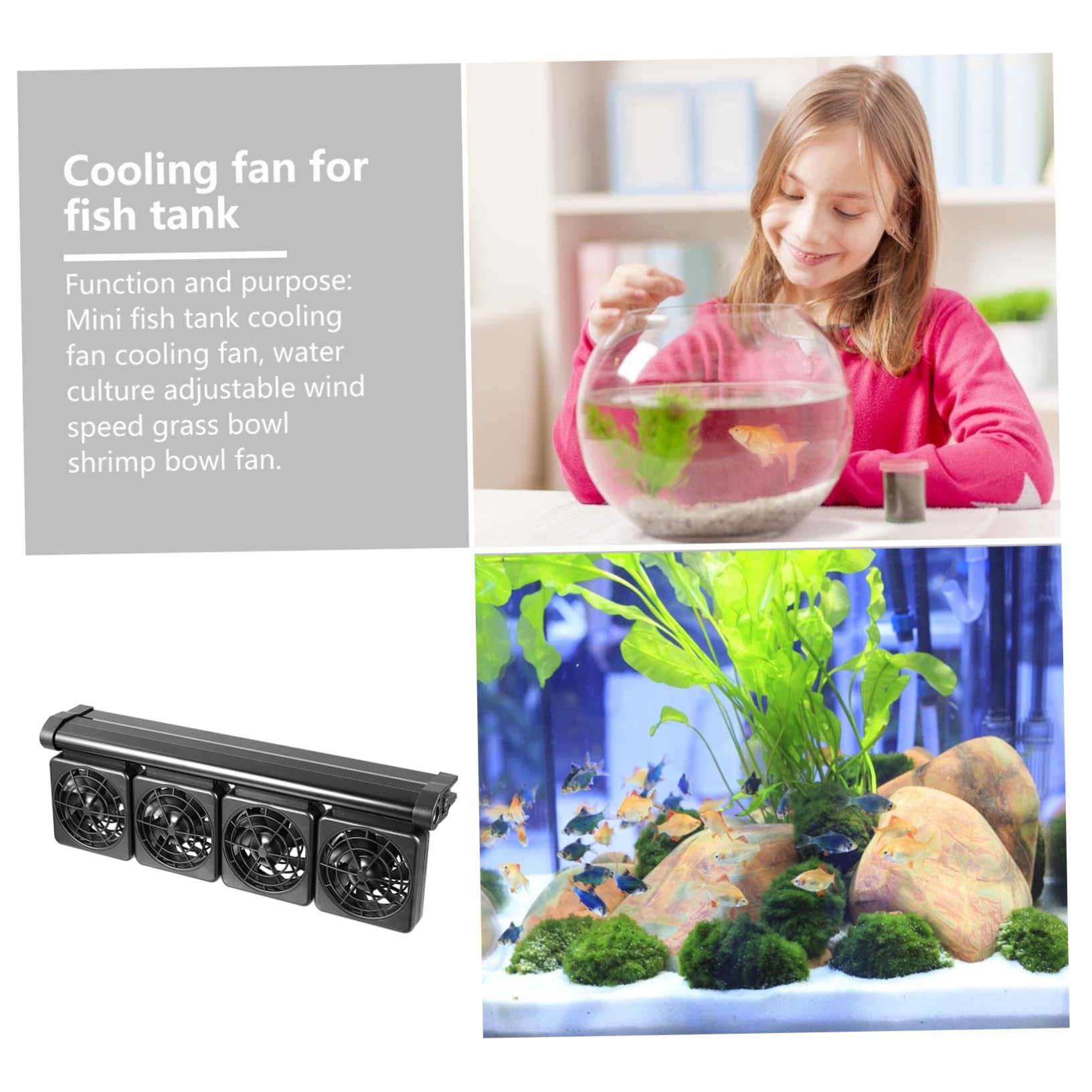 Wasserkühlventilator Aluminiumlegierung und Kunststoff mit 2 Geschwindigkeiten Aquarium Einstellbarer Befestigung bis 1,2cm Wandstärke für Süß und Salzwasseraquarien