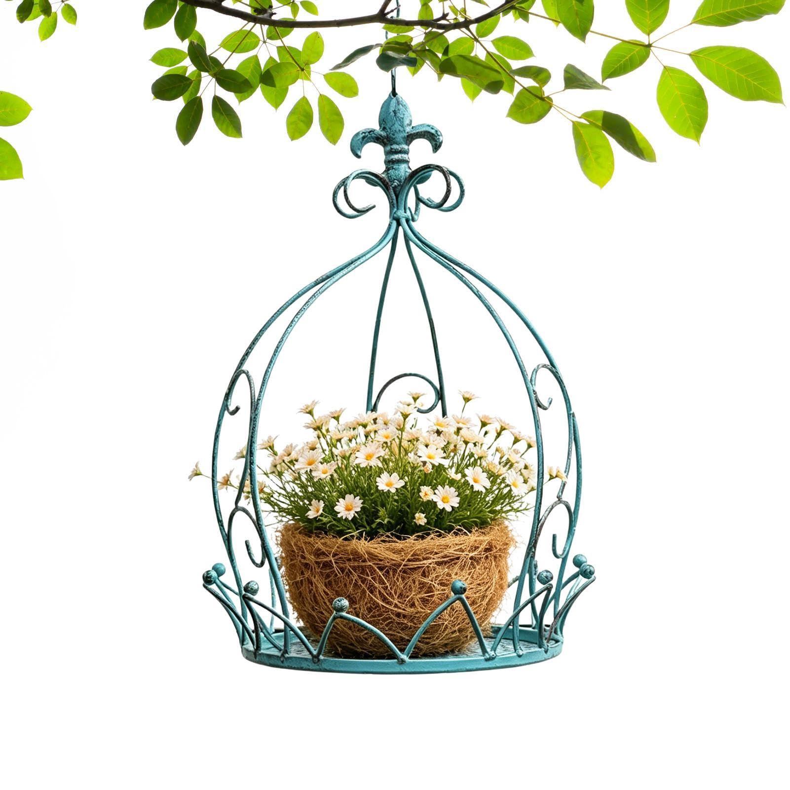 Soporte de metal resistente con cadena, soporte para macetas, para balcón, jardín, porche, patio, exhibición de flores en interiores