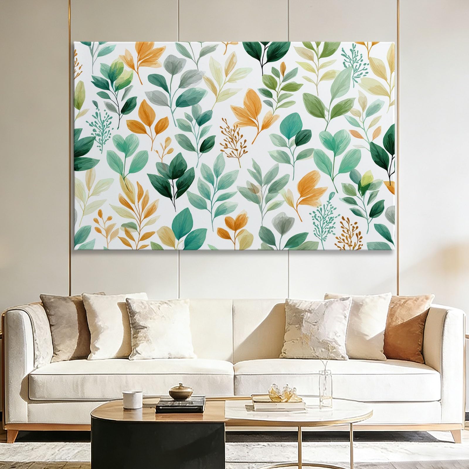Genérico Lienzo Decorativo con Marco Madera enredaderas frondosas 70x50cm Laminas Cuadro para Pared, Decoracion Habitacion y Salon Dormitorios, Cuadros para Hogar
