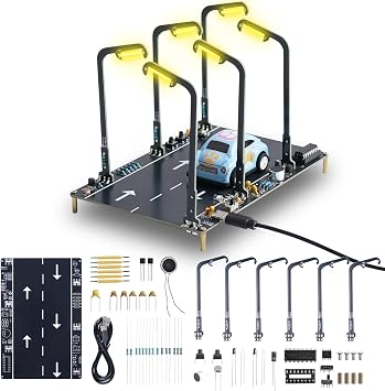 PEMENOL Soldering Practice Kit, DIY Street Light Electronics Project with Sound & Light Control, Motion-Triggered Traffic Sound, STEM Sensor Learning Kit for School, Teens & Adults