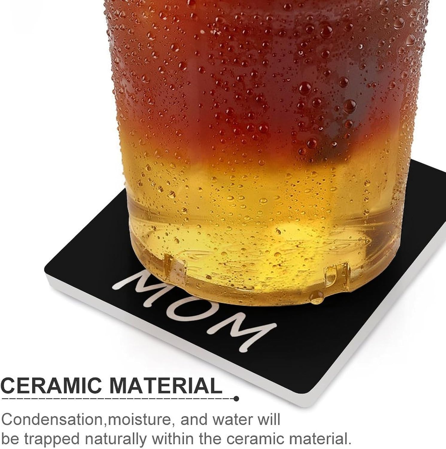 Pitbull Mom Coaster for Drinks Square Ceramic Table Coasters Stone Mat Crafts 6PCS Home Kitchen Decor