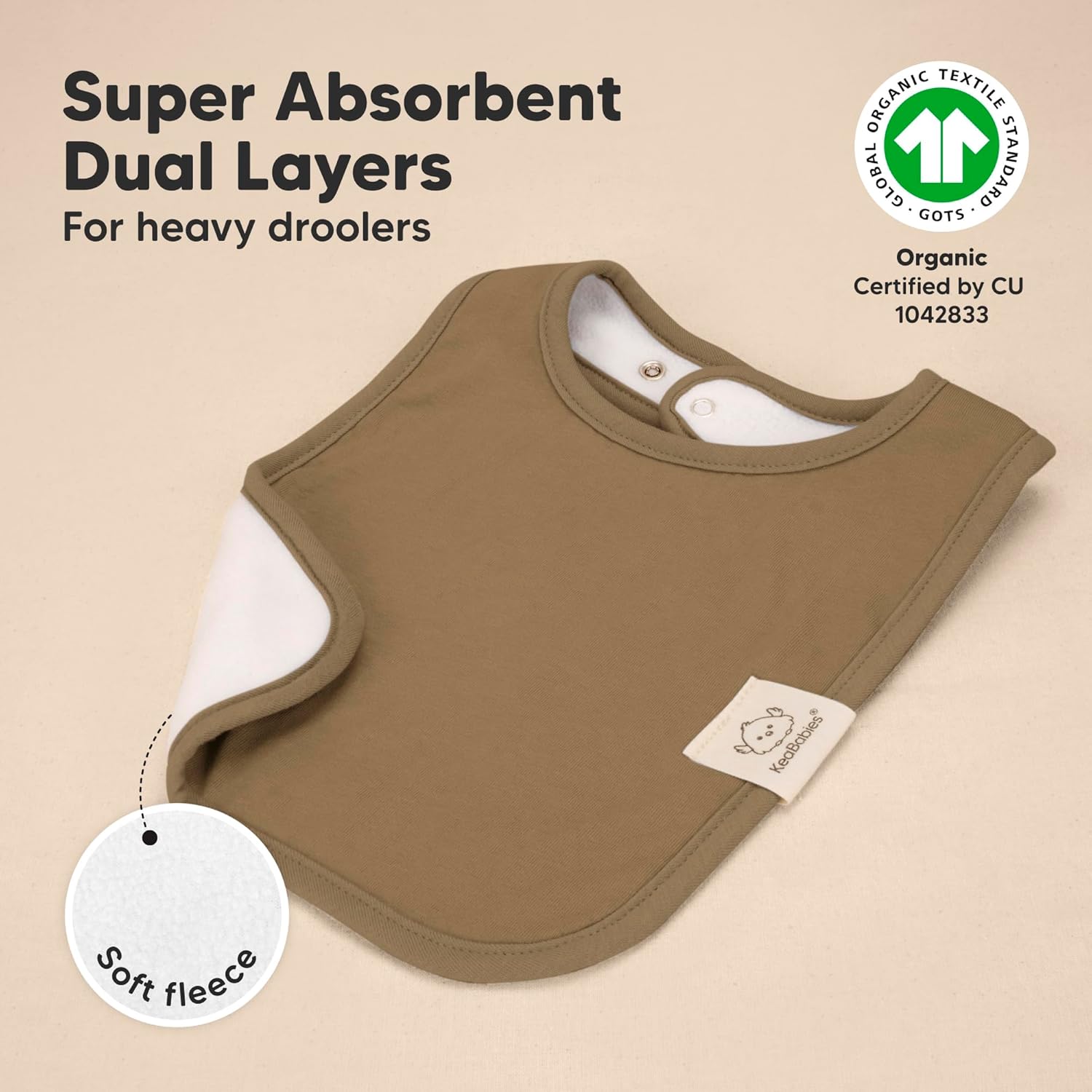 KeaBabies 8-Pack Organic Baby Bibs for Boys, Girls - Super Absorbent Cotton Drool Bibs for Baby Girl & Boy, Teething Toddler, Drooling Newborn, Ultra Soft & Machine Washable (Terracotta) - Image 4