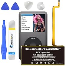 616-0229/616-0232 Battery, 1350mAh Replacement Battery for iPod 5th 6th 7th Generation Video Classic A1136 A1238 6th 80GB 6.5th 120GB 7th 160GB 5th 30GB Batteries with Repair Tool Kit