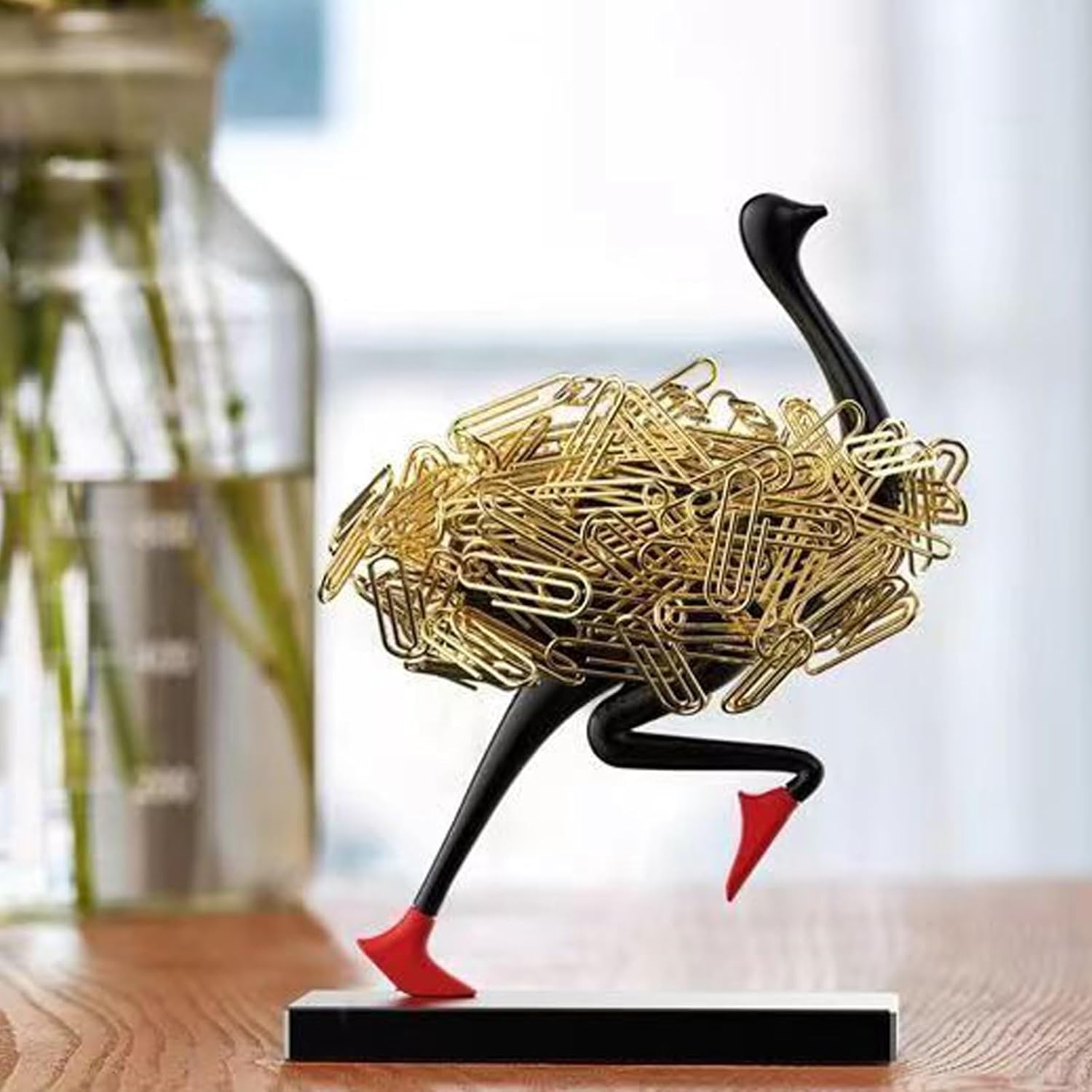 Ostrich Magnetic Paper Clip Storage Ornament, Running Ostrich Magnetic Paper Clip Holder, Jewelry Storage, Holds Various Metal Parts, Ideal Locker Accessory, Home Office Desk Decoration ( Color : Silv