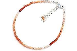 Gempires Natural Mexican Fire Opal Beaded Bracelet: Handmade Jewelry with Adjustable Chain